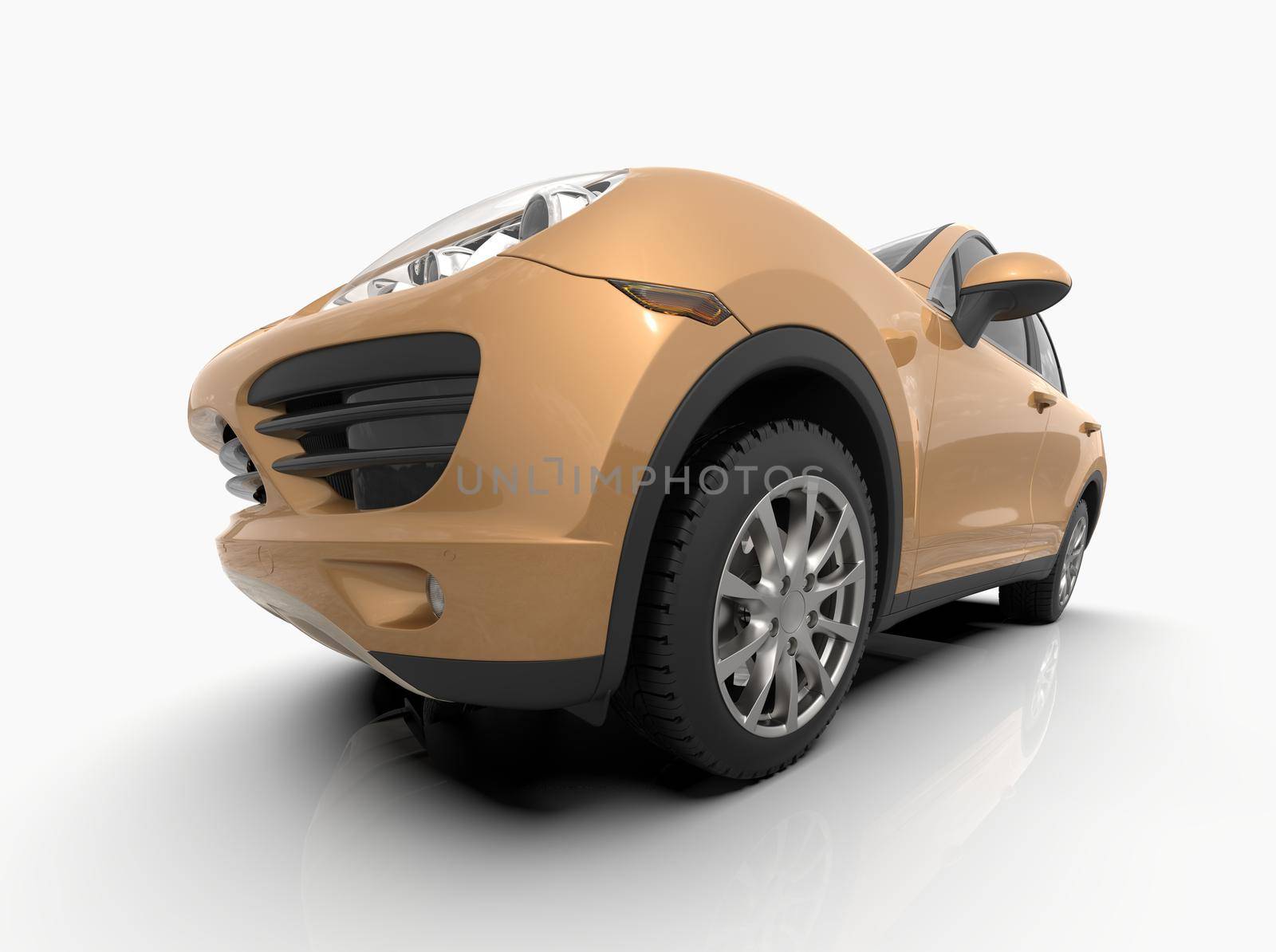 Generic and Brandless Luxury SUV Isolated on White 3d Illustration, Contemporary SUV Studio, Dealership Automobile Industry, Auto Transport, Infographics Automotive Background, City Vehicle Template