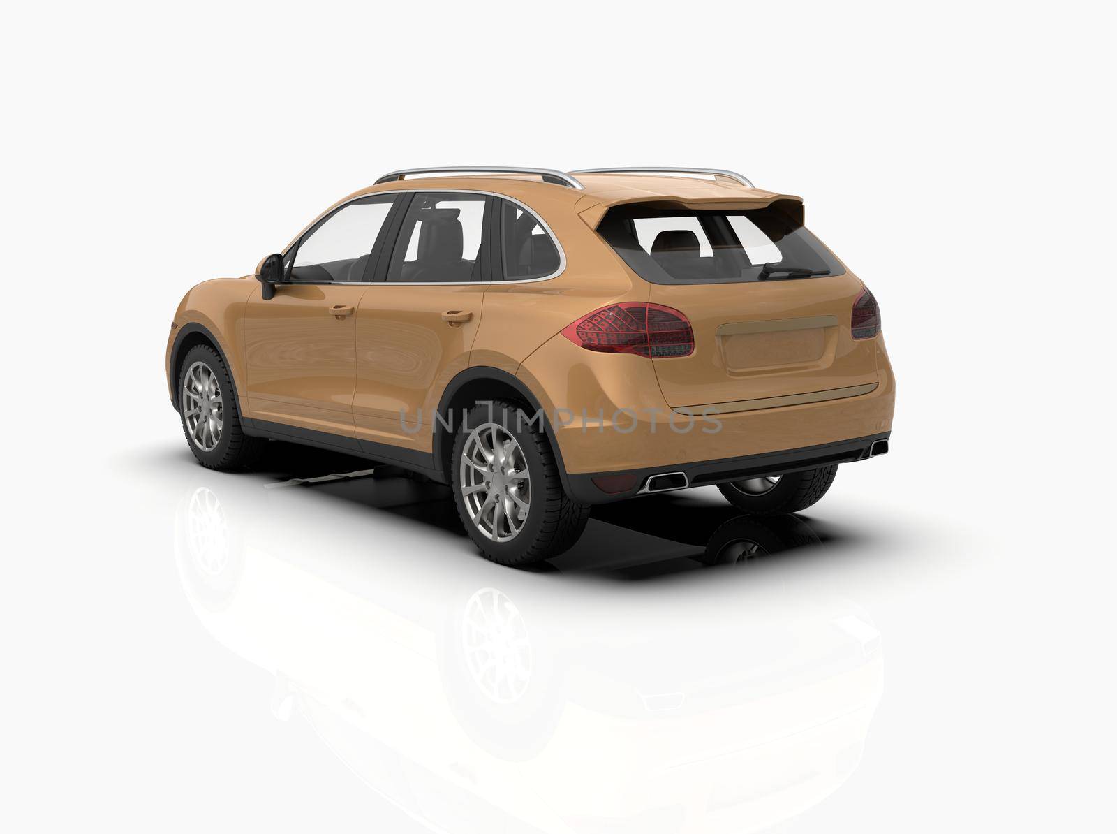 Generic and Brandless Luxury SUV Isolated on White 3d Illustration, Contemporary SUV Studio, Dealership Automobile Industry, Auto Transport, Infographics Automotive Background, City Vehicle Template