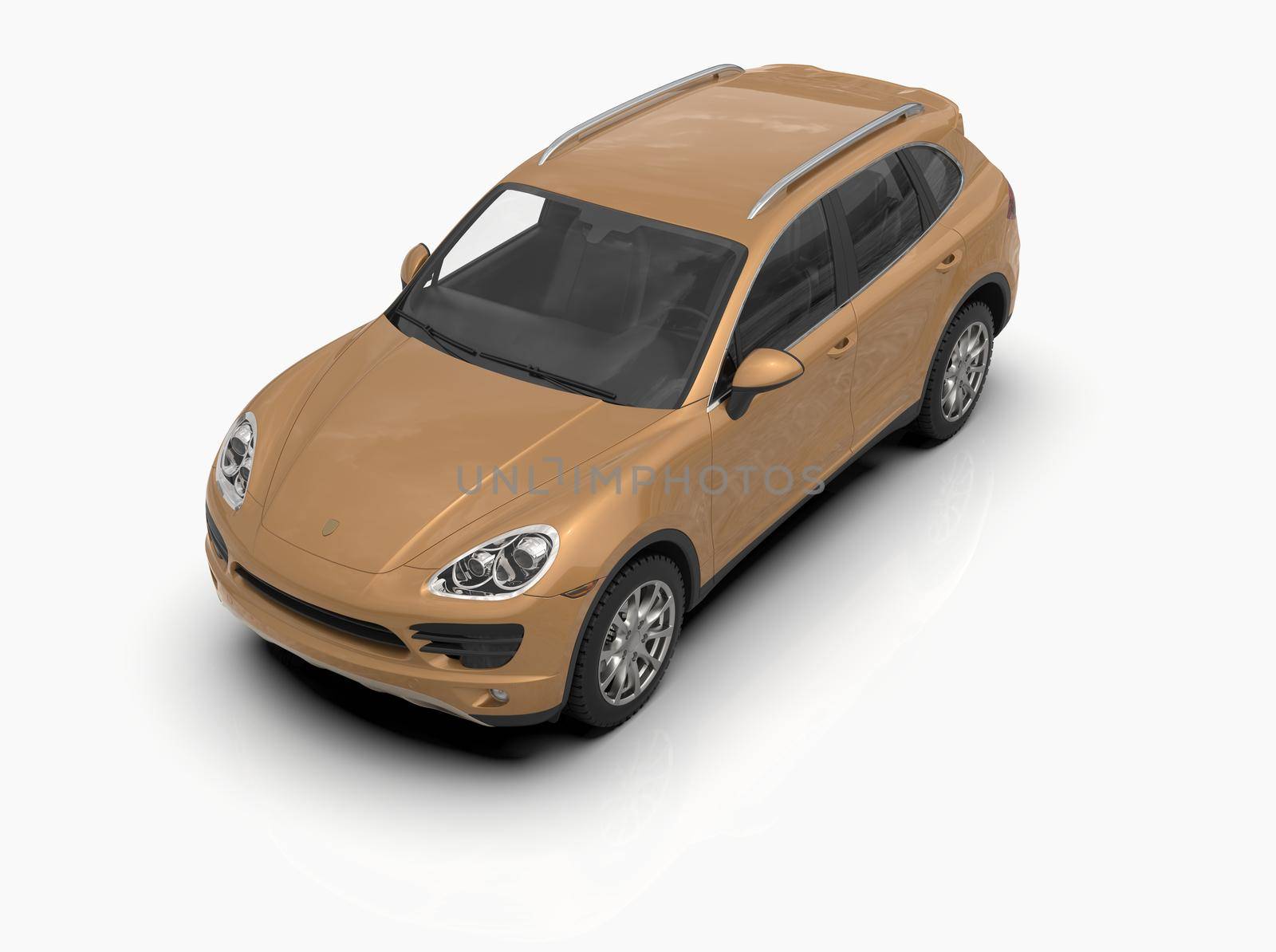 Generic and Brandless Luxury SUV Isolated on White 3d Illustration, Contemporary SUV Studio, Dealership Automobile Industry, Auto Transport, Infographics Automotive Background, City Vehicle Template