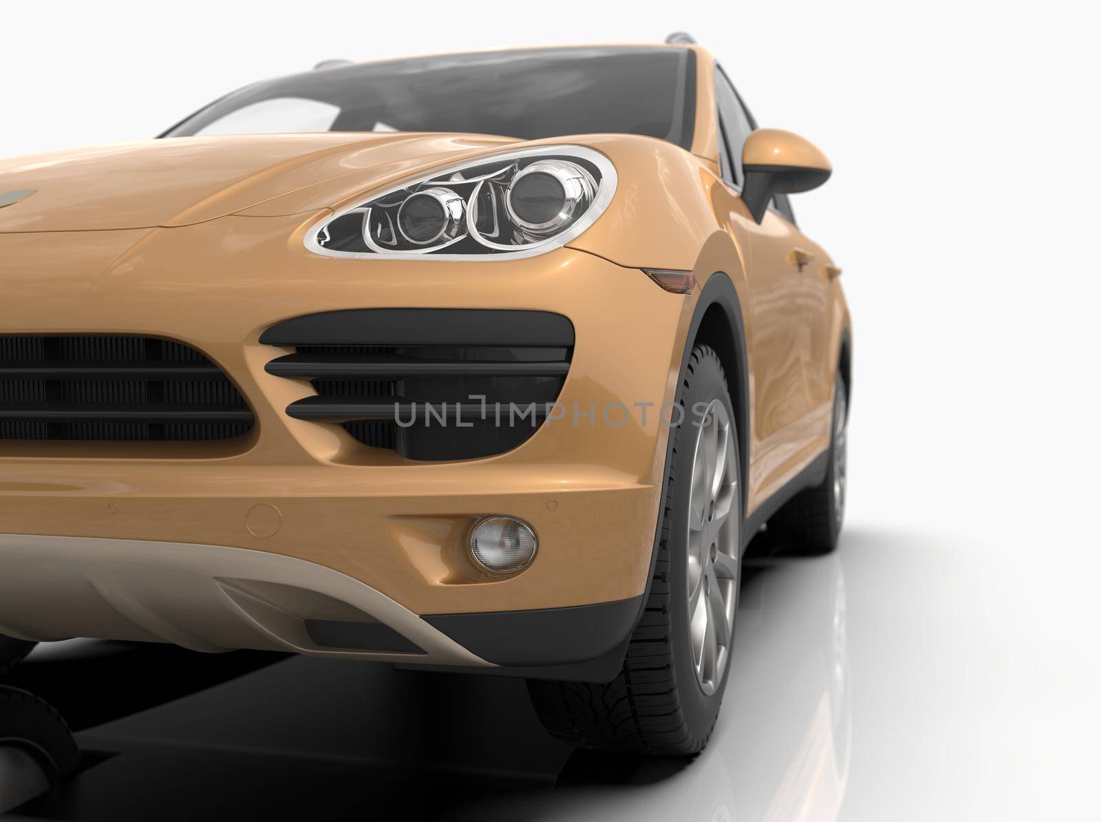 Generic and Brandless Luxury SUV Isolated on White 3d Illustration, Contemporary SUV Studio, Dealership Automobile Industry, Auto Transport, Infographics Automotive Background, City Vehicle Template