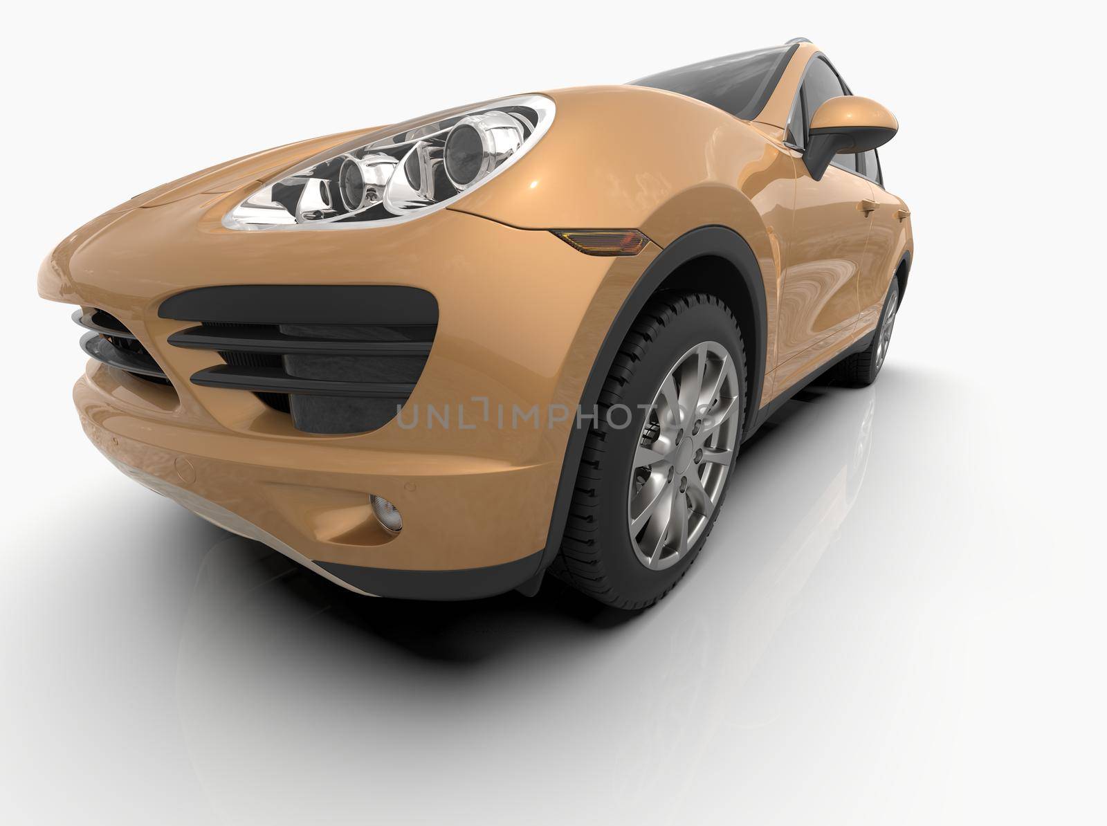 Generic and Brandless Luxury SUV Isolated on White 3d Illustration, Contemporary SUV Studio, Dealership Automobile Industry, Auto Transport, Infographics Automotive Background, City Vehicle Template