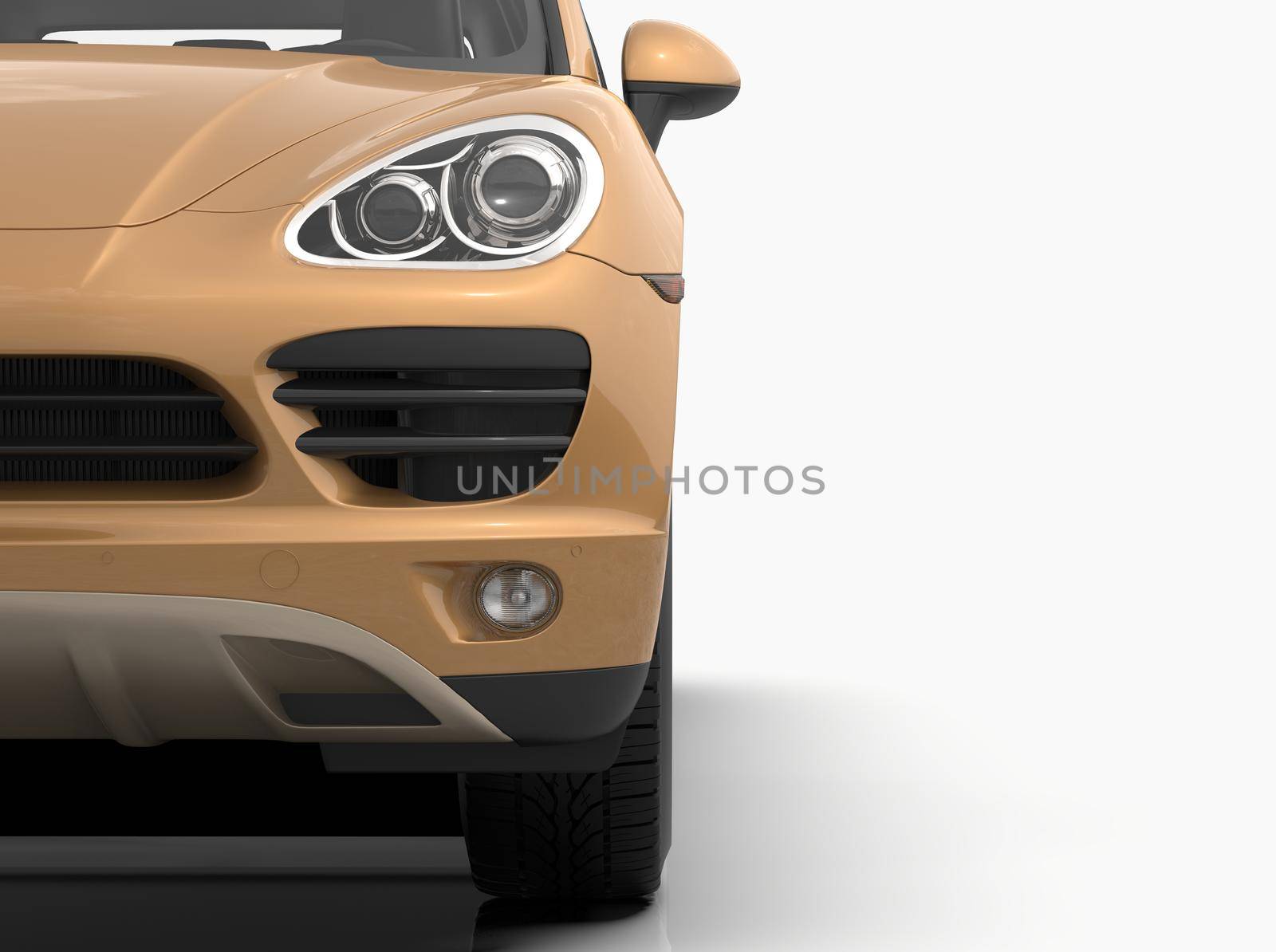 Generic and Brandless Luxury SUV Isolated on White 3d Illustration, Contemporary SUV Studio, Dealership Automobile Industry, Auto Transport, Infographics Automotive Background, City Vehicle Template