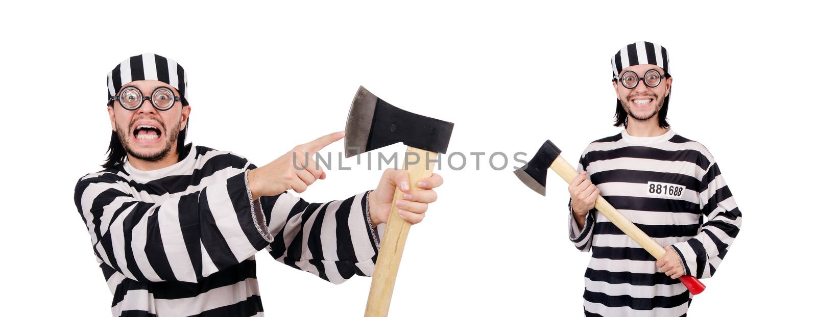 Prison inmate isolated on the white background