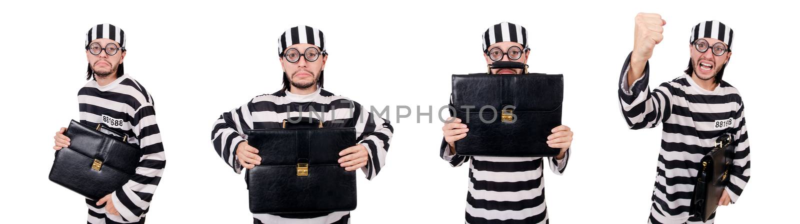 Prison inmate isolated on the white background