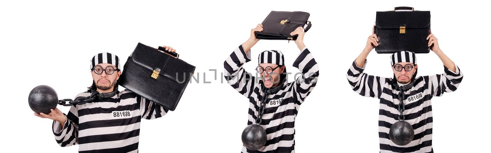 Prison inmate isolated on the white background