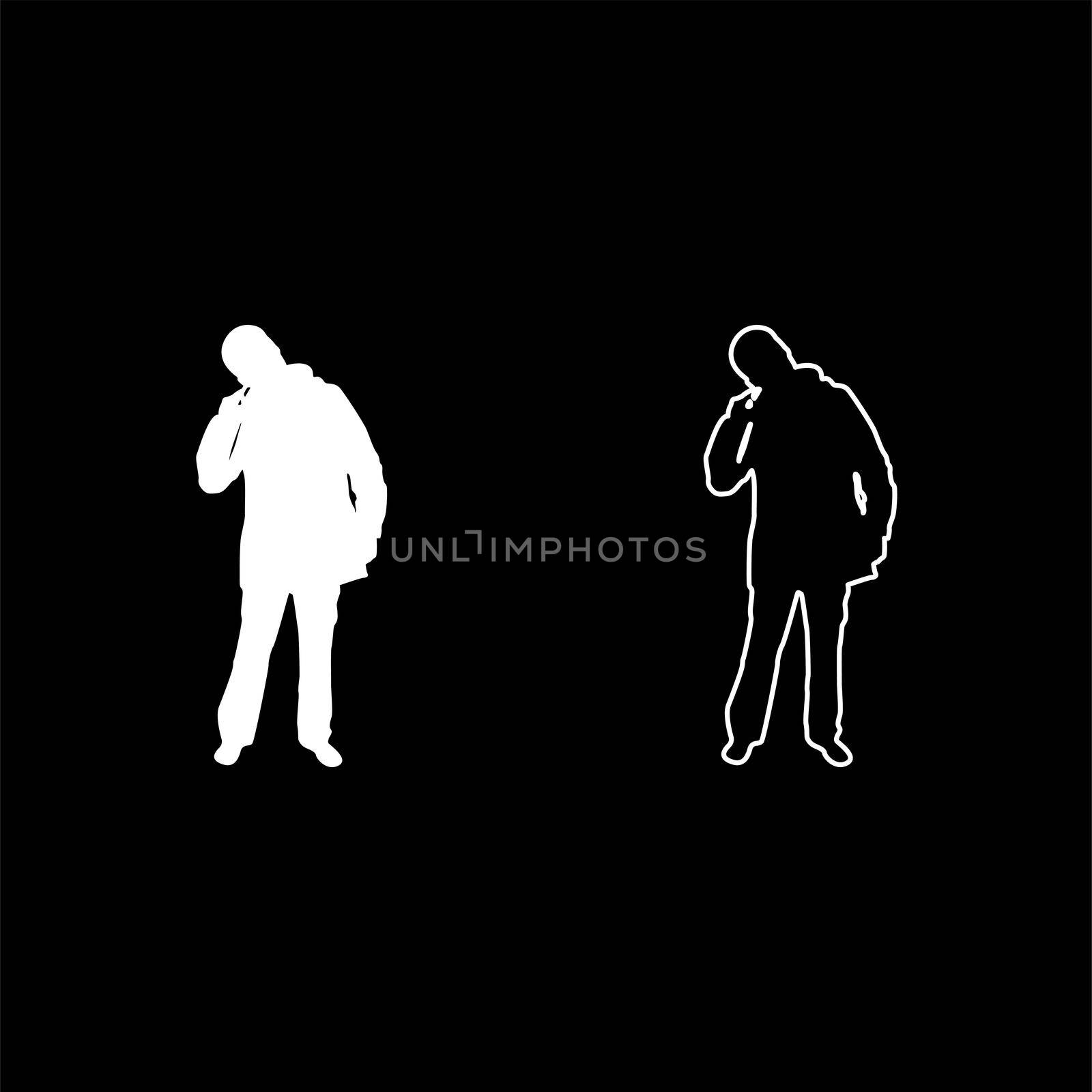 Male picking in ear using finger Male clearing earwax Clean body concept Caring for cleanliness idea Hygiene Cleanup hygienic silhouette white color vector illustration solid outline style simple image