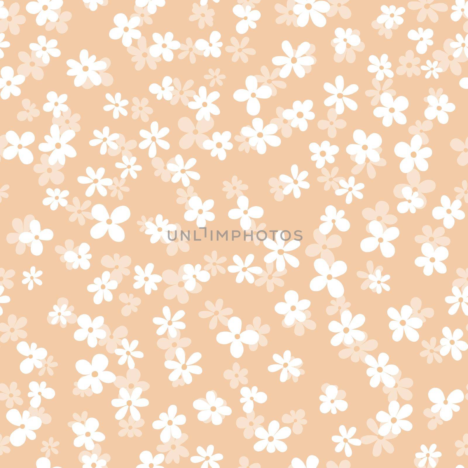 Floral seamless with hand drawn color flowers. Cute summer background. Modern floral compositions. Fashion vector stock illustration for wallpaper, posters, card, fabric, textile.