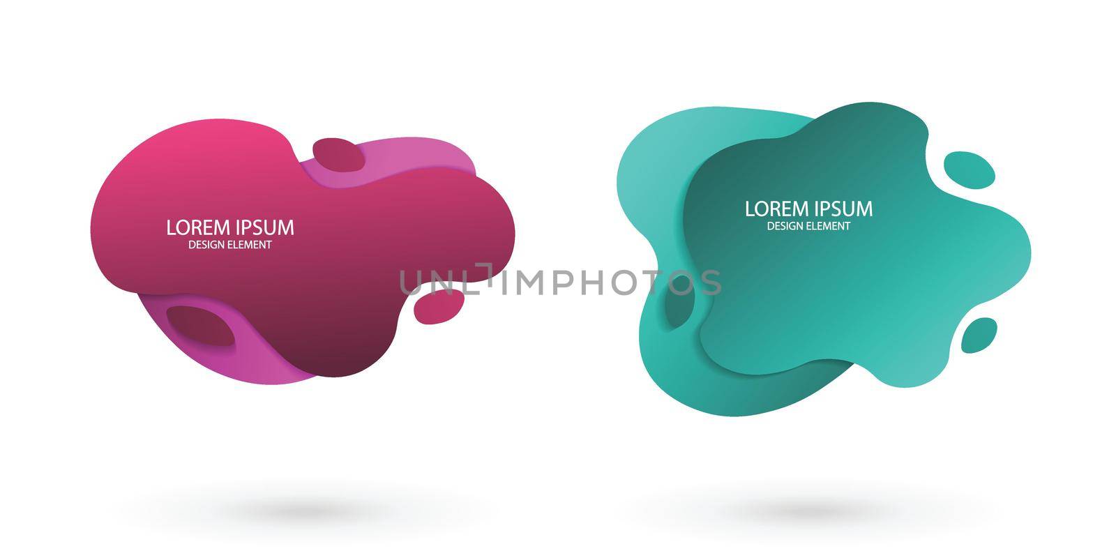 Fluid frame isolated on white background. Set of abstract liquid shapes, colorful elements, gradient waves with geometric lines, dynamical forms. Vector flat design for banner, flyer, business card.