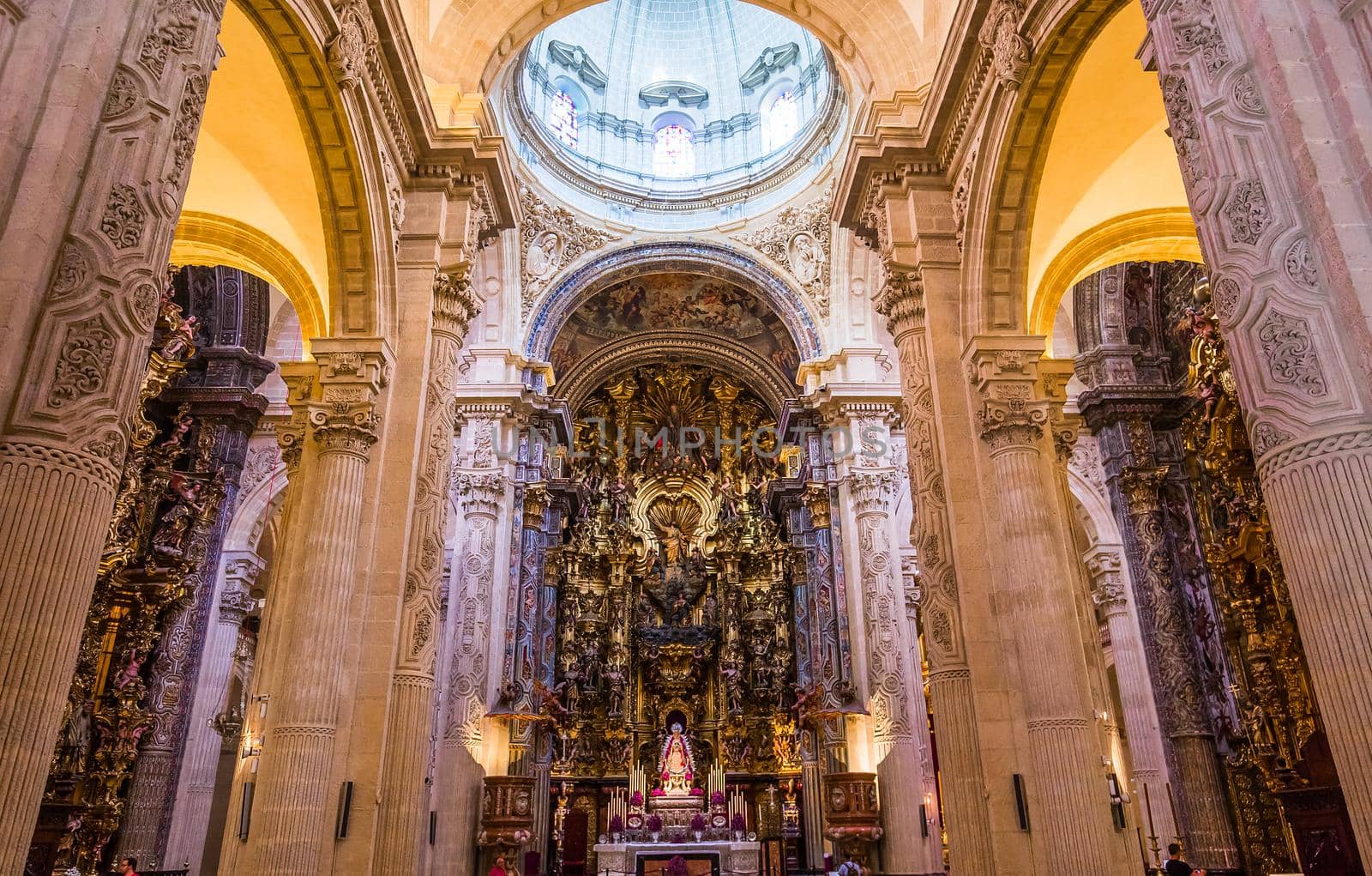 SEVILLE, ANDALUSIA, SPAIN, MAY, 21, 2017 : interiors  of  El Salvador church, may 21, 2017, in Seville, andalusia, spain