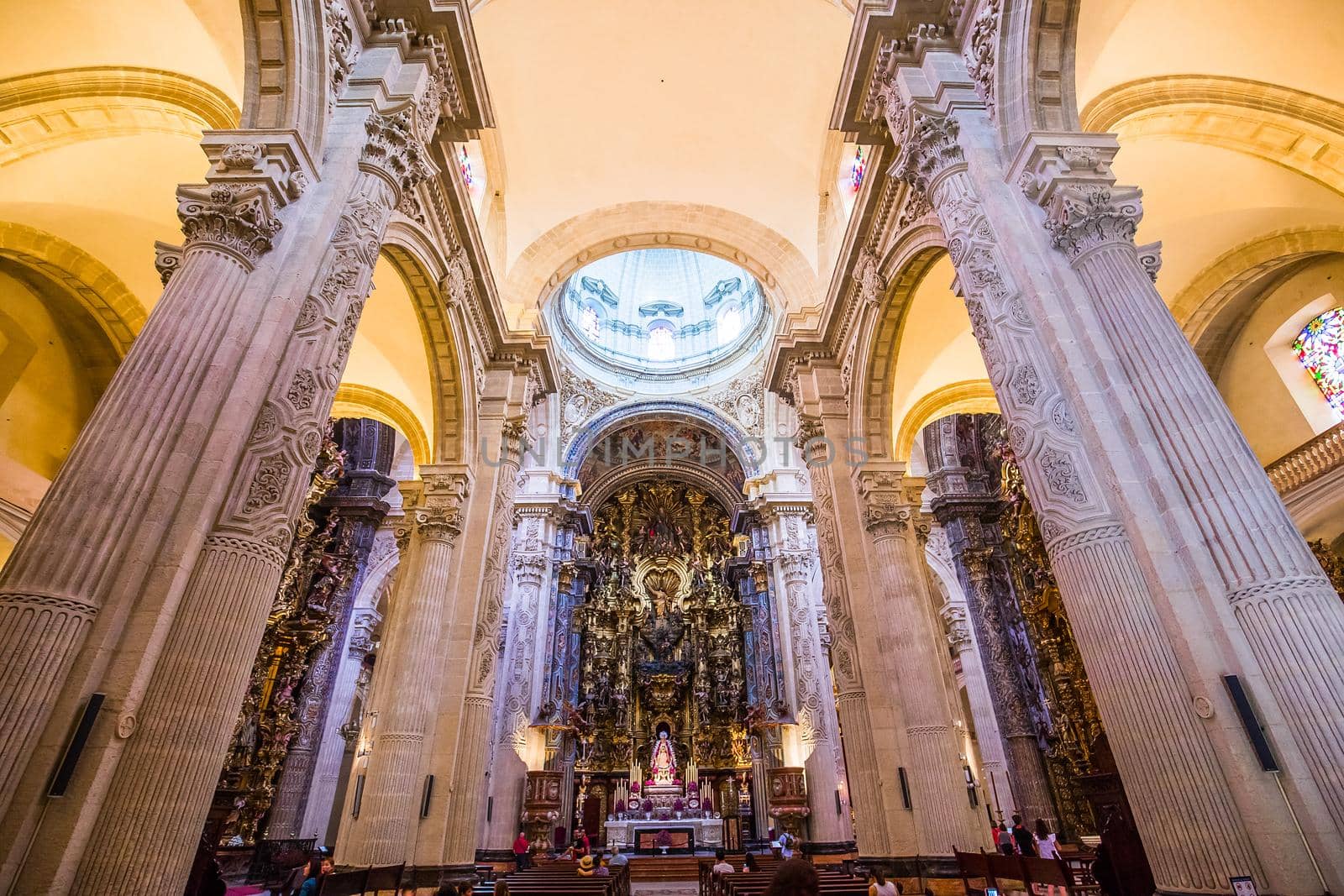 SEVILLE, ANDALUSIA, SPAIN, MAY, 21, 2017 : interiors  of  El Salvador church, may 21, 2017, in Seville, andalusia, spain