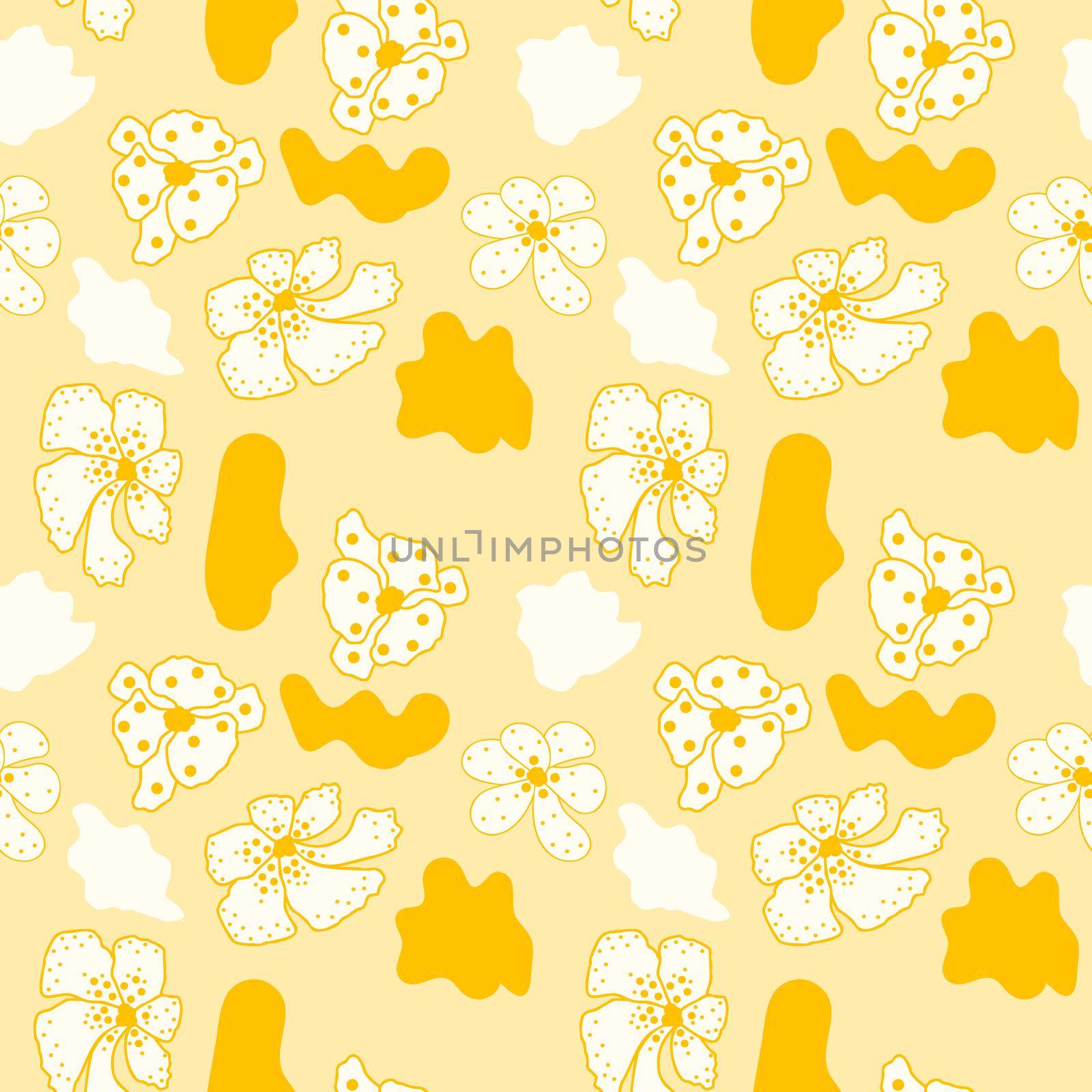 Yellow daisy with abstract form seamless pattern by eskimos