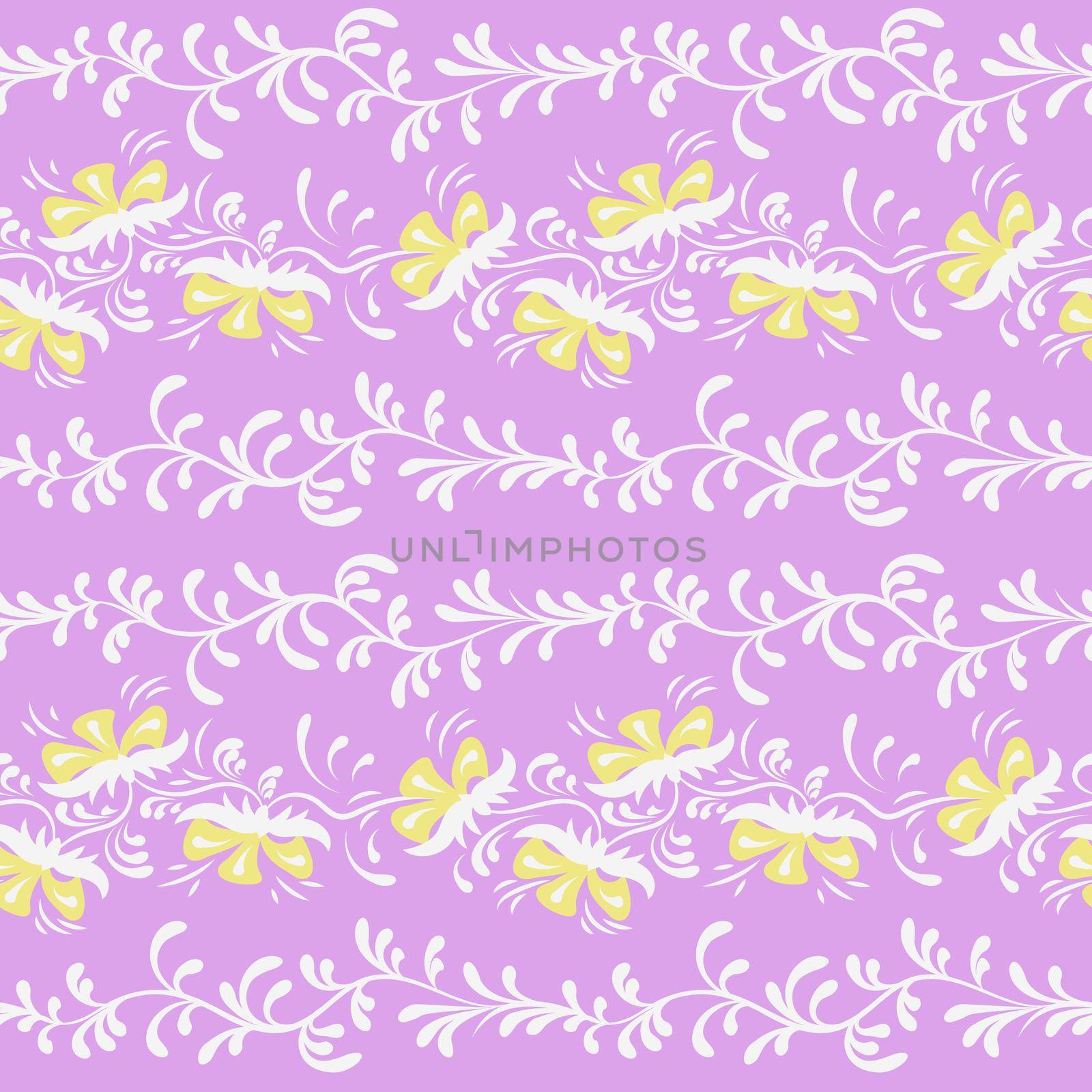 Folk ornament. Floral seamless pattern. Border style by eskimos