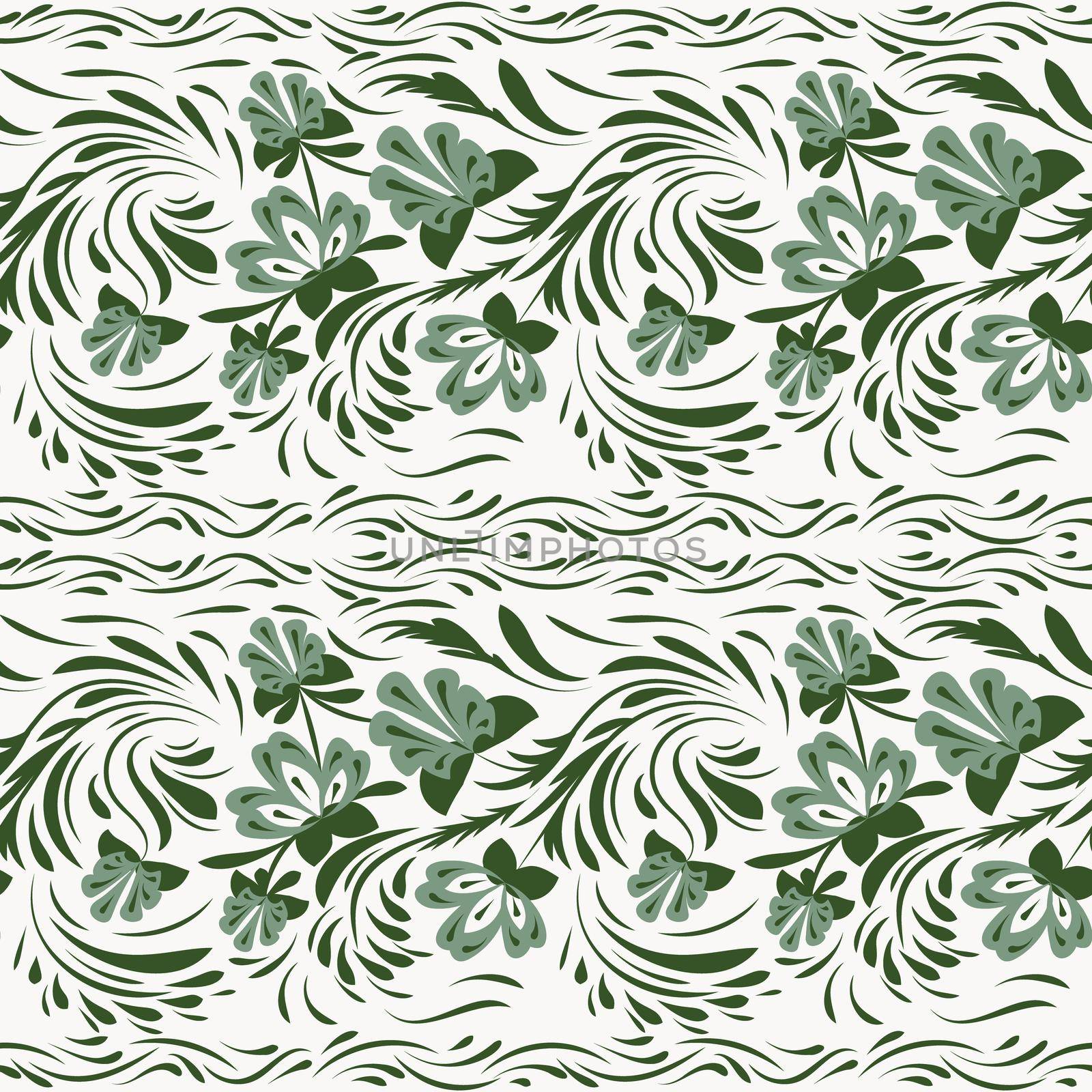 Folk floral flowers. Ethnic tradishional seamless pattern by eskimos