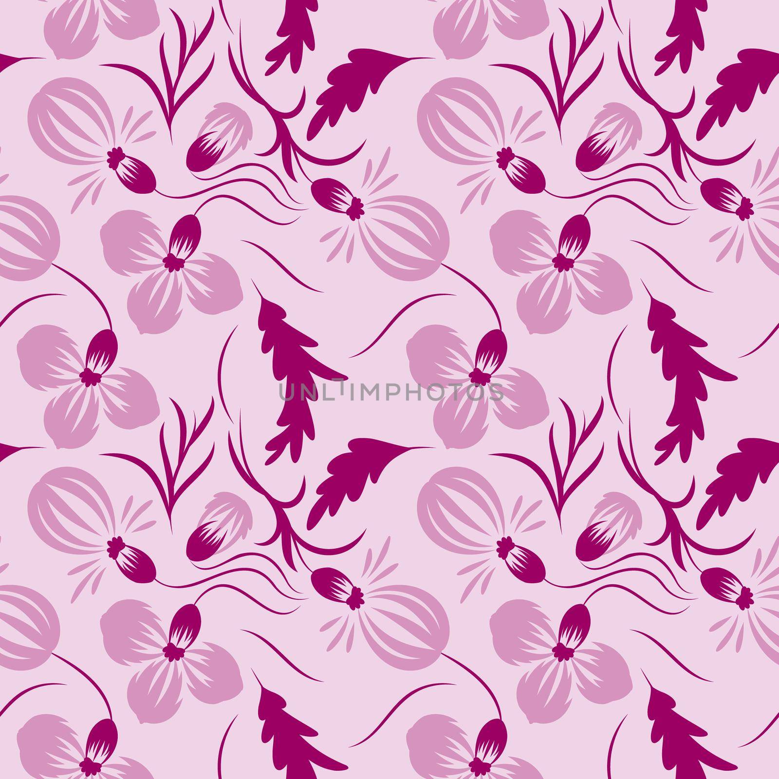 Folk floral abstract seamless pattern fantasy flowers by eskimos
