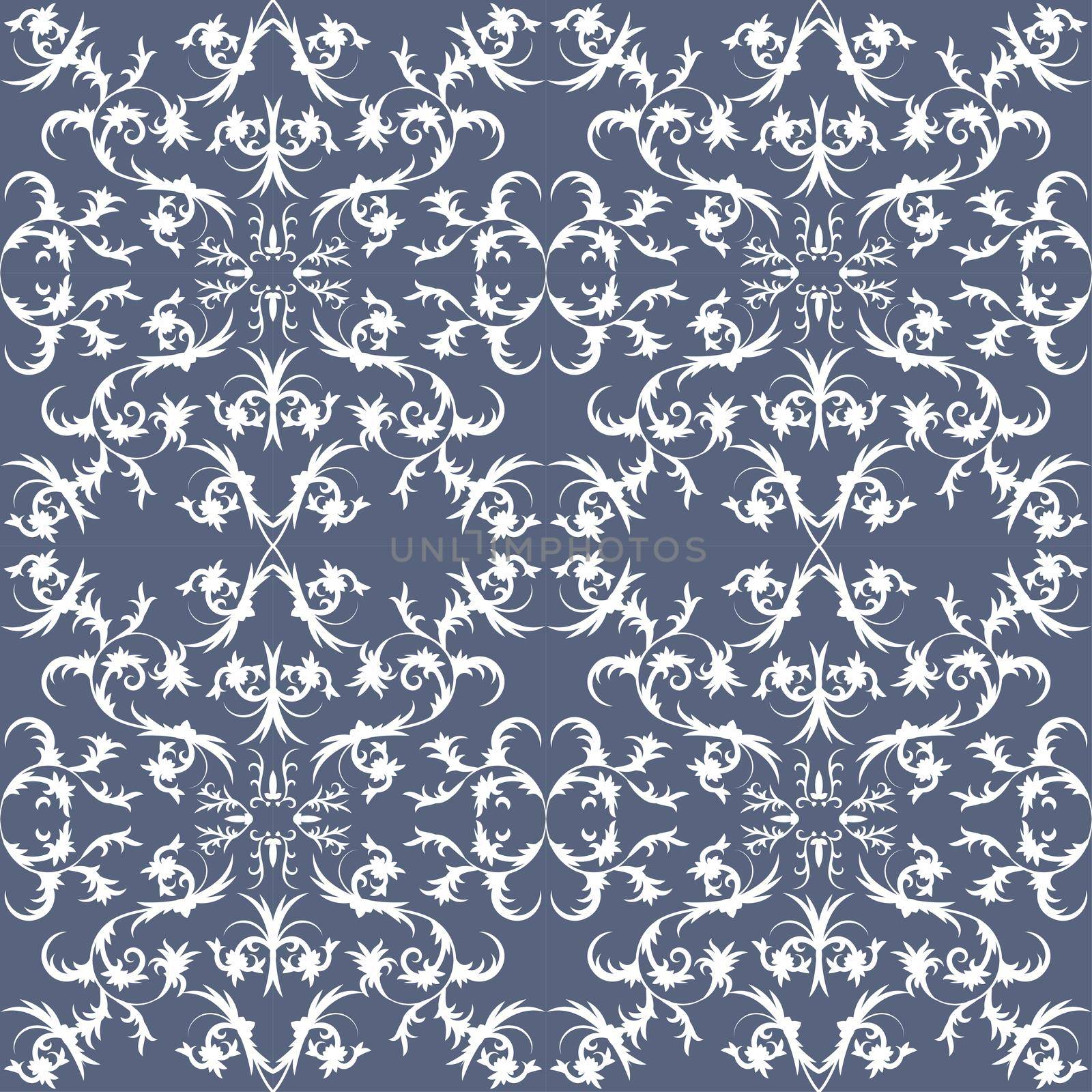 Floral folk damask pattern Fantasy flowers Floral geometric fantasy by eskimos