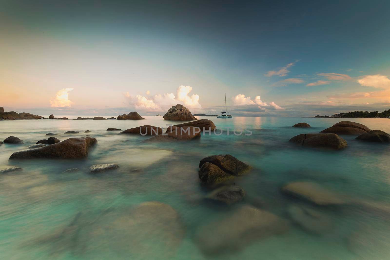 Beautiful view of Anze Lazio beach in Praslin, Seychelles