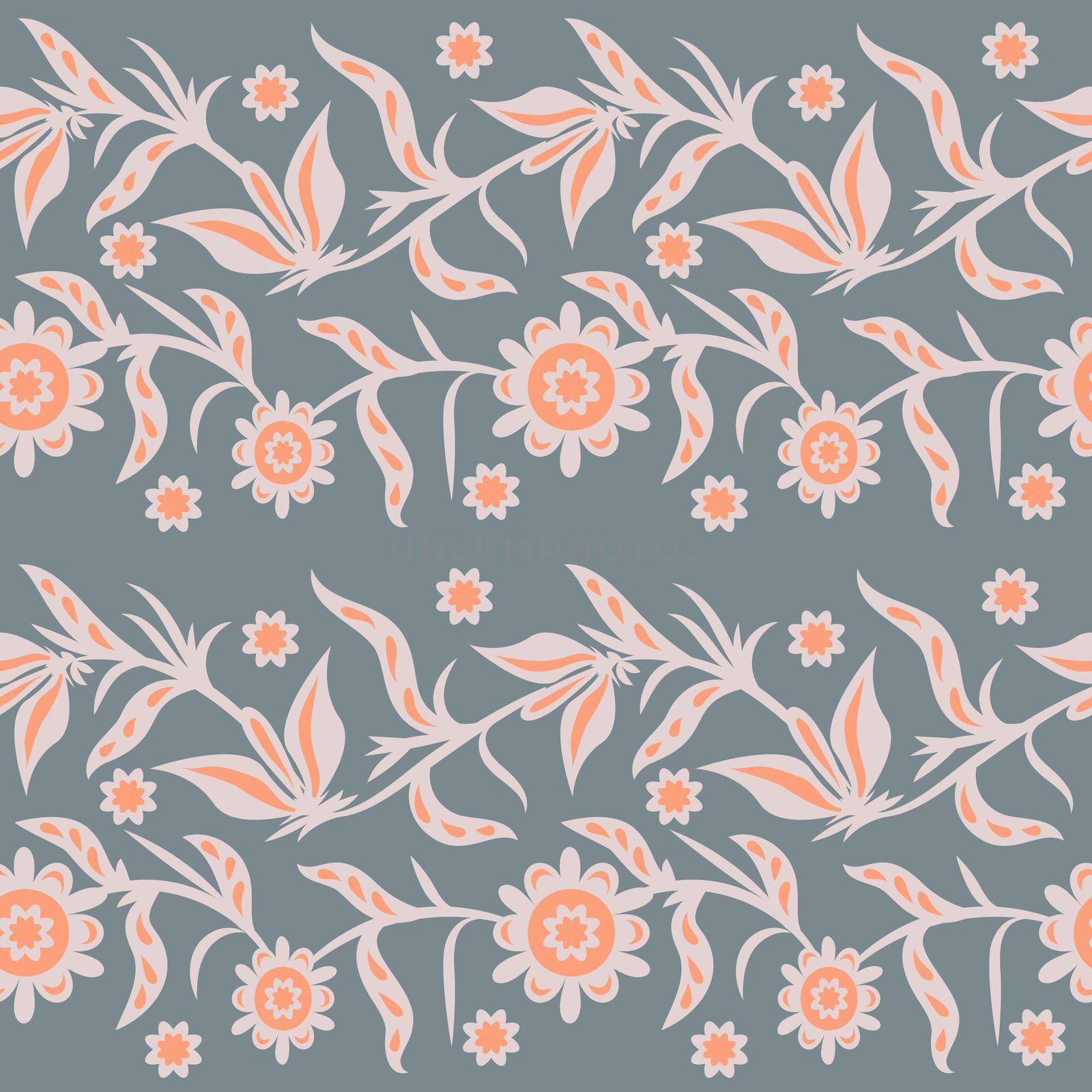 Folk ornamental floral seamleaa pattern by eskimos