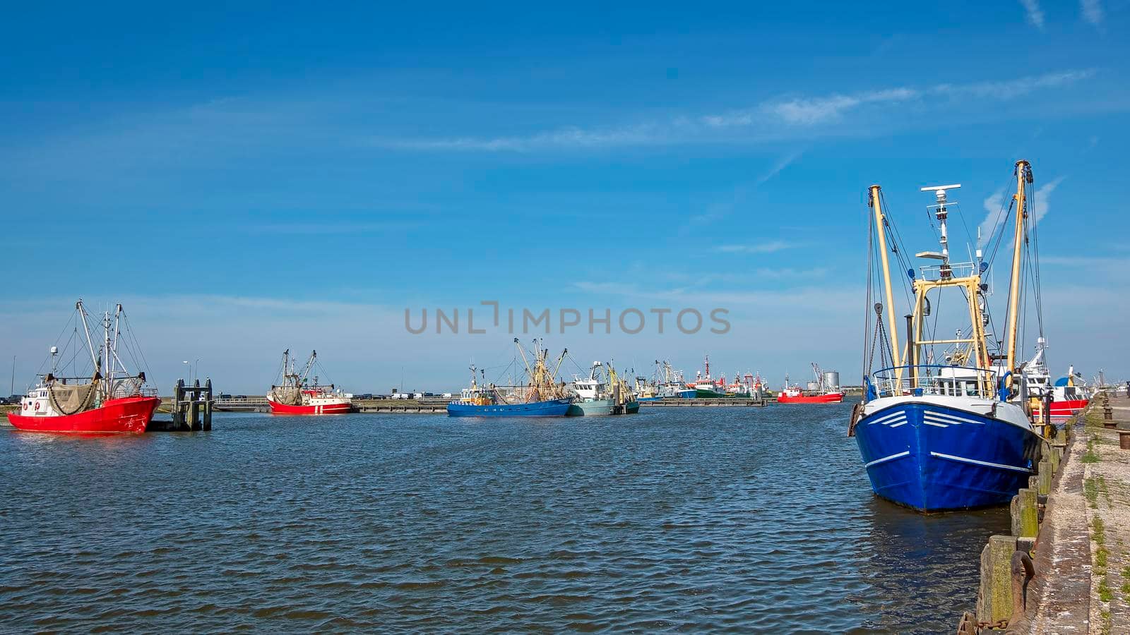 The fishing harbor in Lauwersoog Friesland the Netherlands