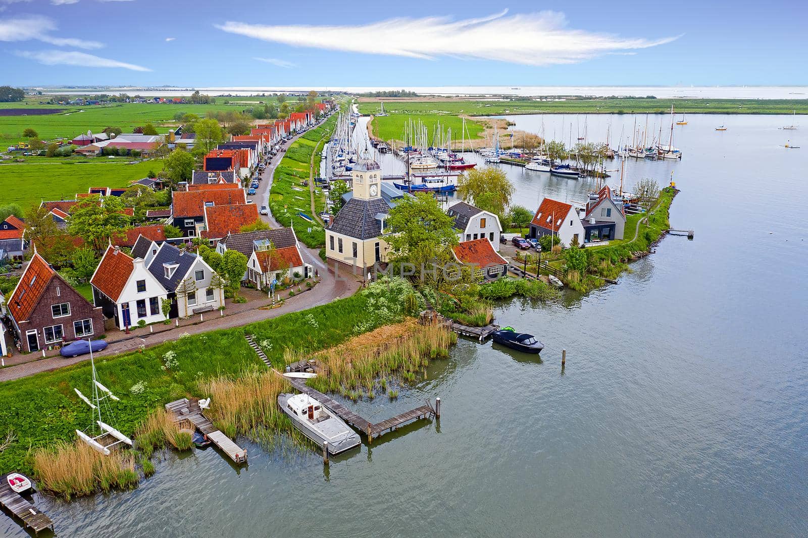 Aerial from the ancient village Durgerdam at the IJsselmeer in the Netherlands by devy