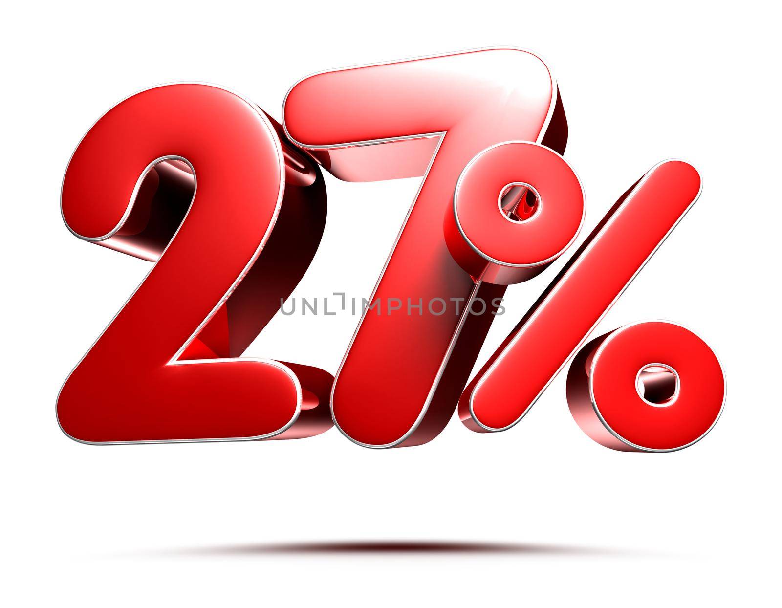 27 percent red on white background illustration 3D rendering with clipping path. by thitimontoyai