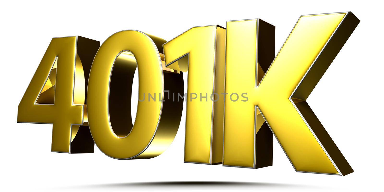 401k gold 3D illustration on white background with clipping path. by thitimontoyai