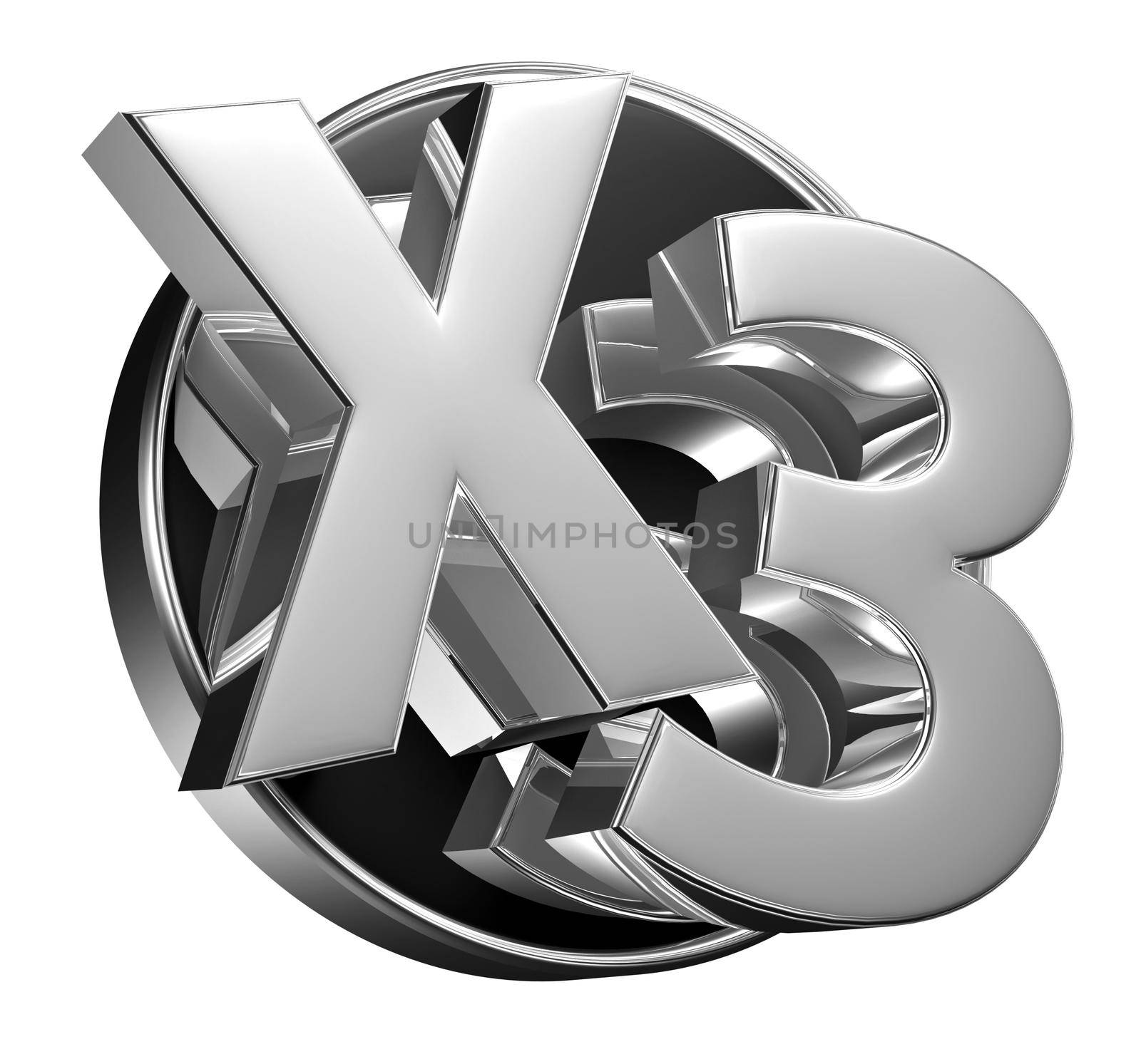 x3stainless steel isolated on white background illustration 3D rendering with Clipping Path. by thitimontoyai