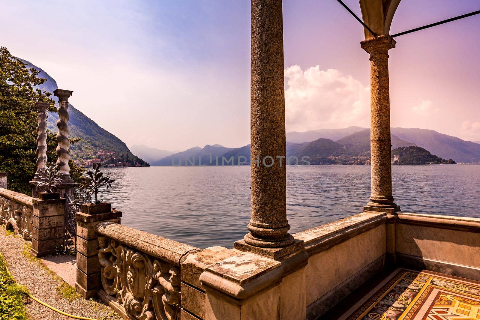 VARENNA, ITALY, JUNE 05, 2019 : exteriors and gardens of villa Monastero, on lake Como, june 05, 2019, in Varenna, italy