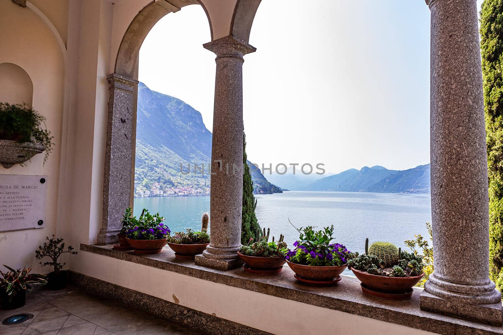 VARENNA, ITALY, JUNE 05, 2019 : exteriors and gardens of villa Monastero, on lake Como, june 05, 2019, in Varenna, italy