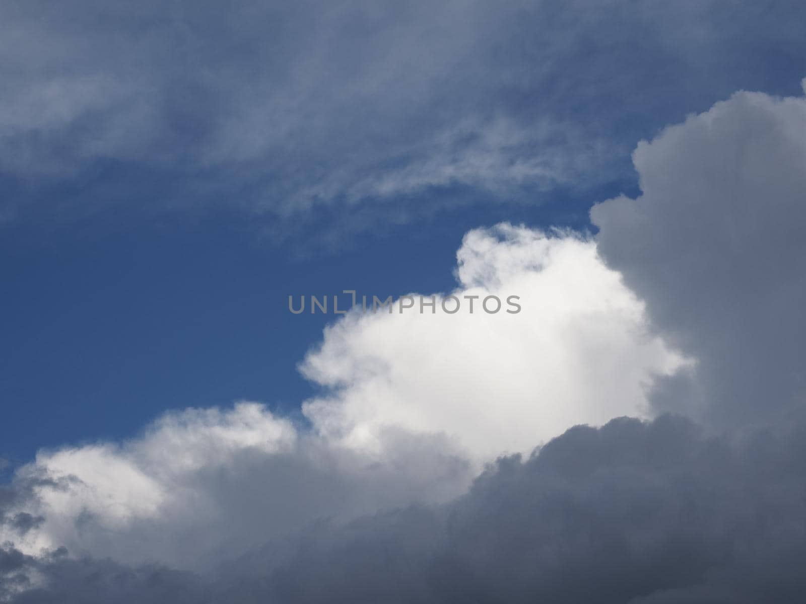 dramatic stormy blue sky with dark clouds useful as a background