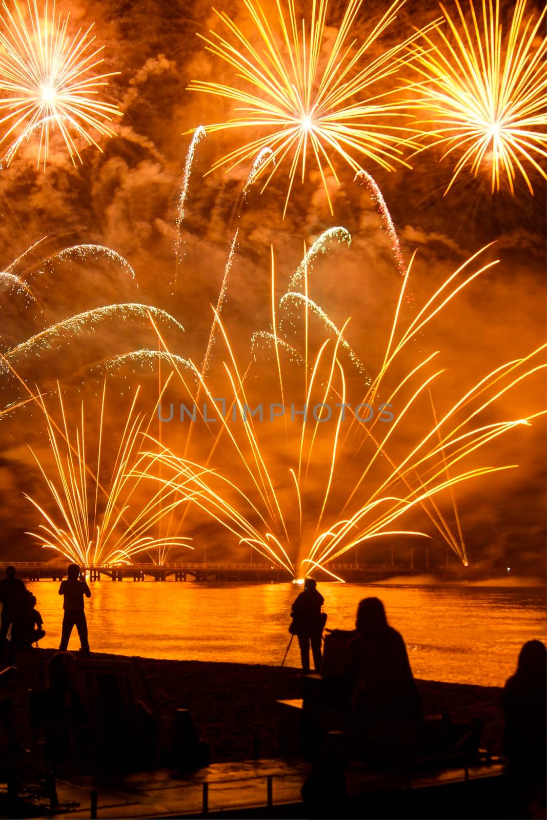 Event pyrotechnics on the pier of Forte dei Marmi Tuscany Italy