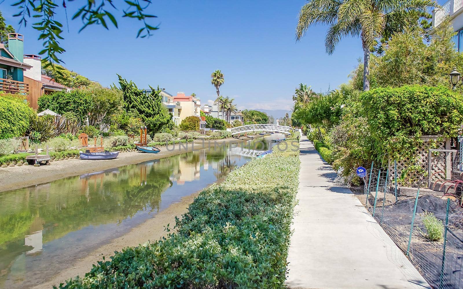 Residential area with canals in Venice Beach, Los Angeles, California