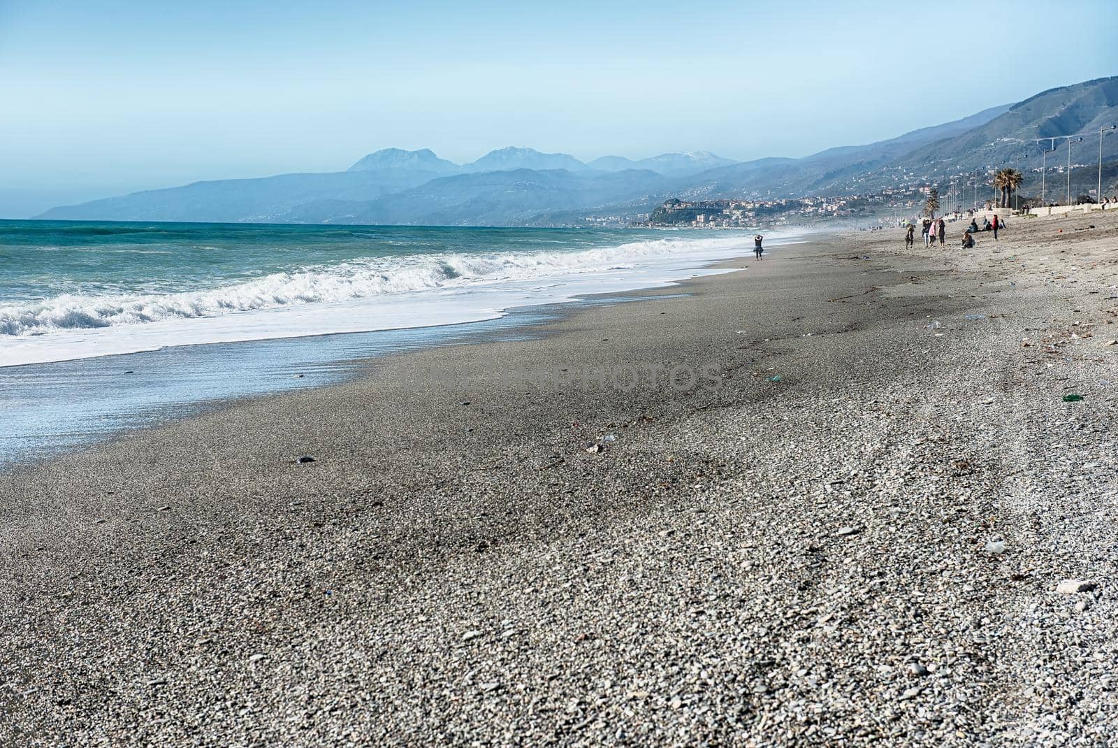 Landscape with a scenic sandy beach on the thyrrenian coastline in Calabria, Italy