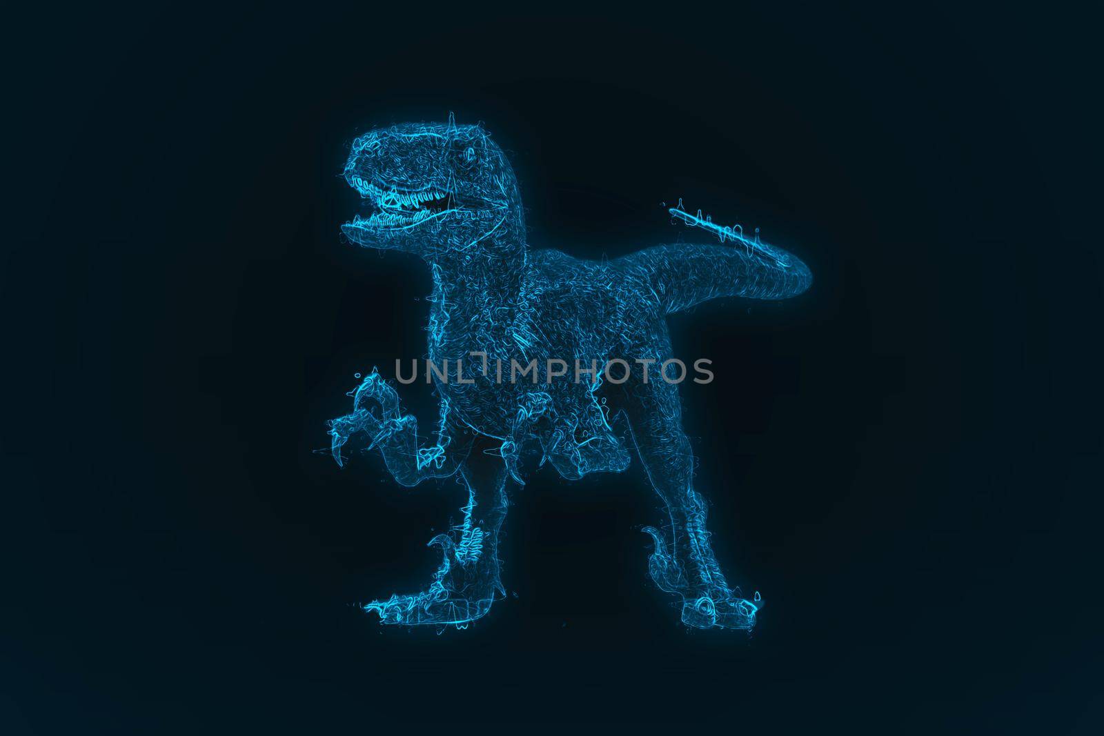3d rendering of Dinosaurl . Abstract night sky background