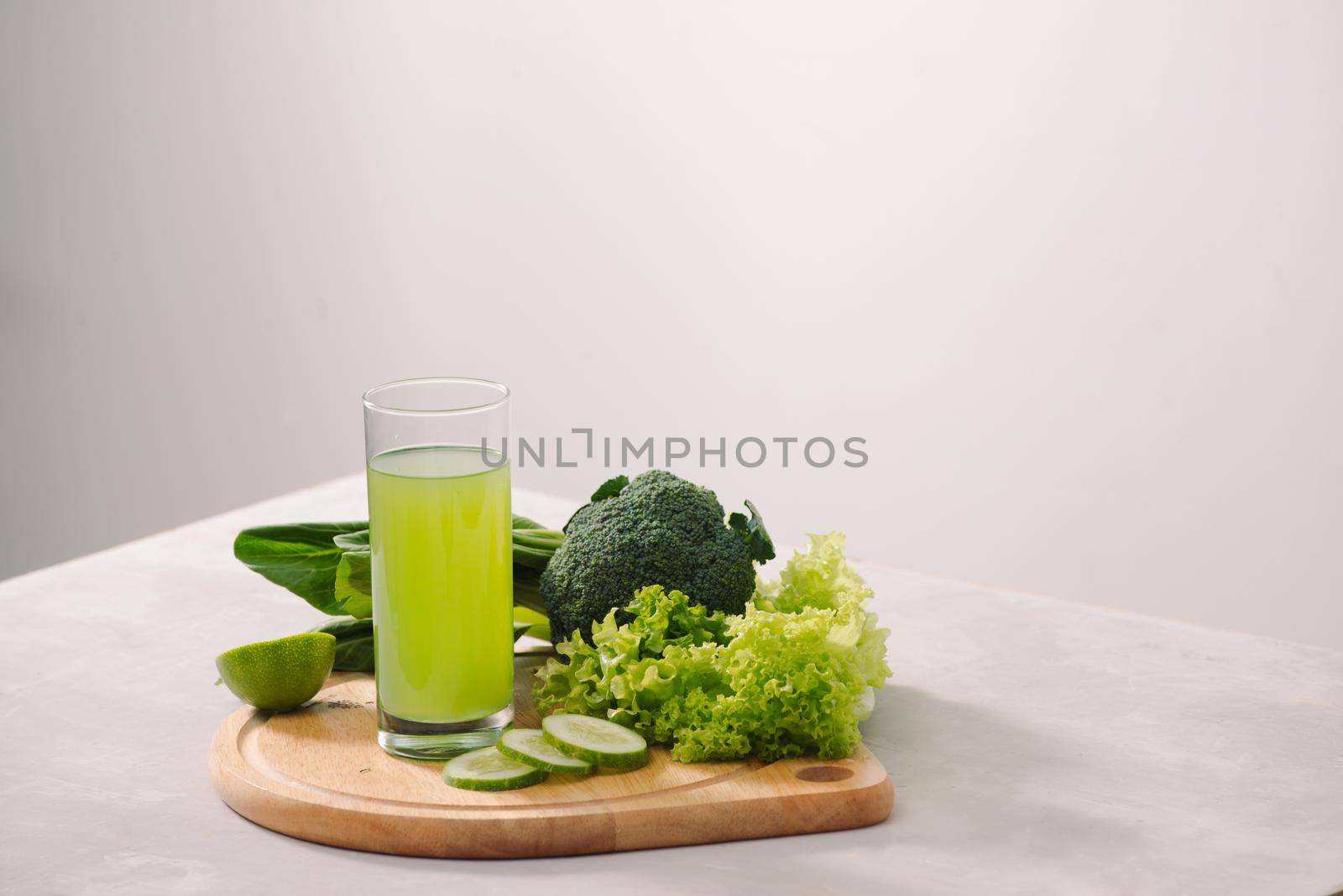 Various freshly squeezed vegetable juices for Fasting