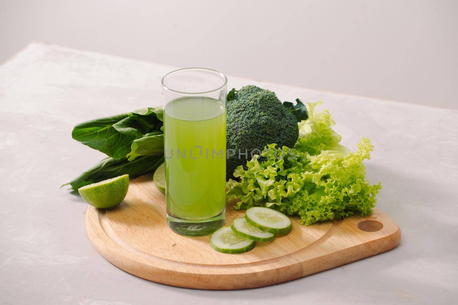 Various freshly squeezed vegetable juices for Fasting