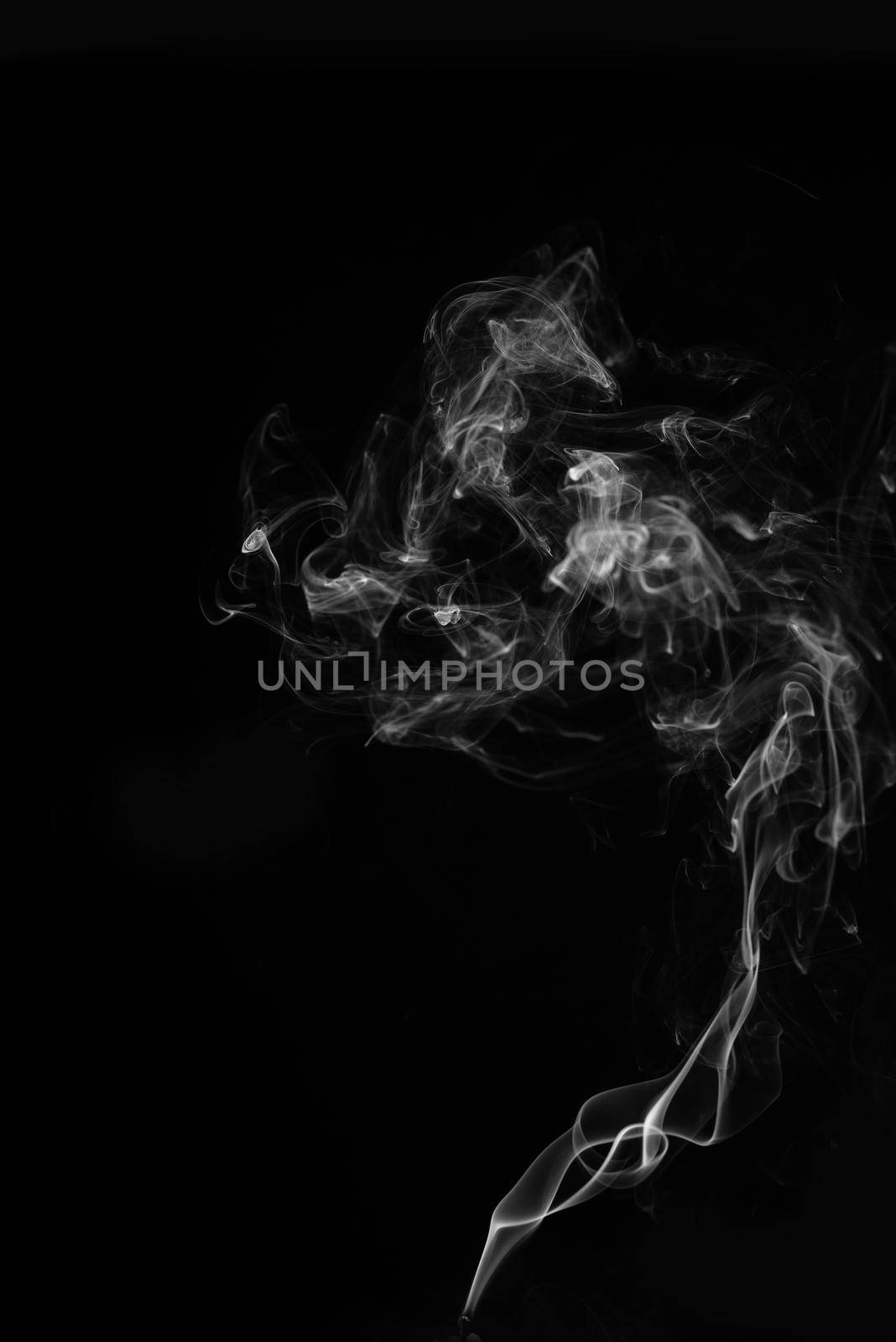 Smoke on a black background.