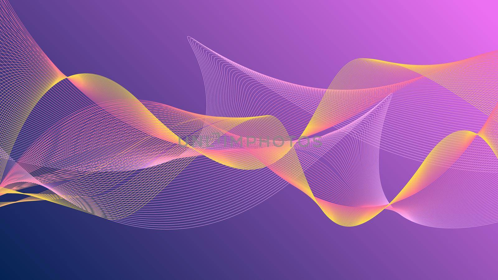 swaying wavy lines Abstract Wave background Pink and blue with yellow stripes by sarayut_thaneerat
