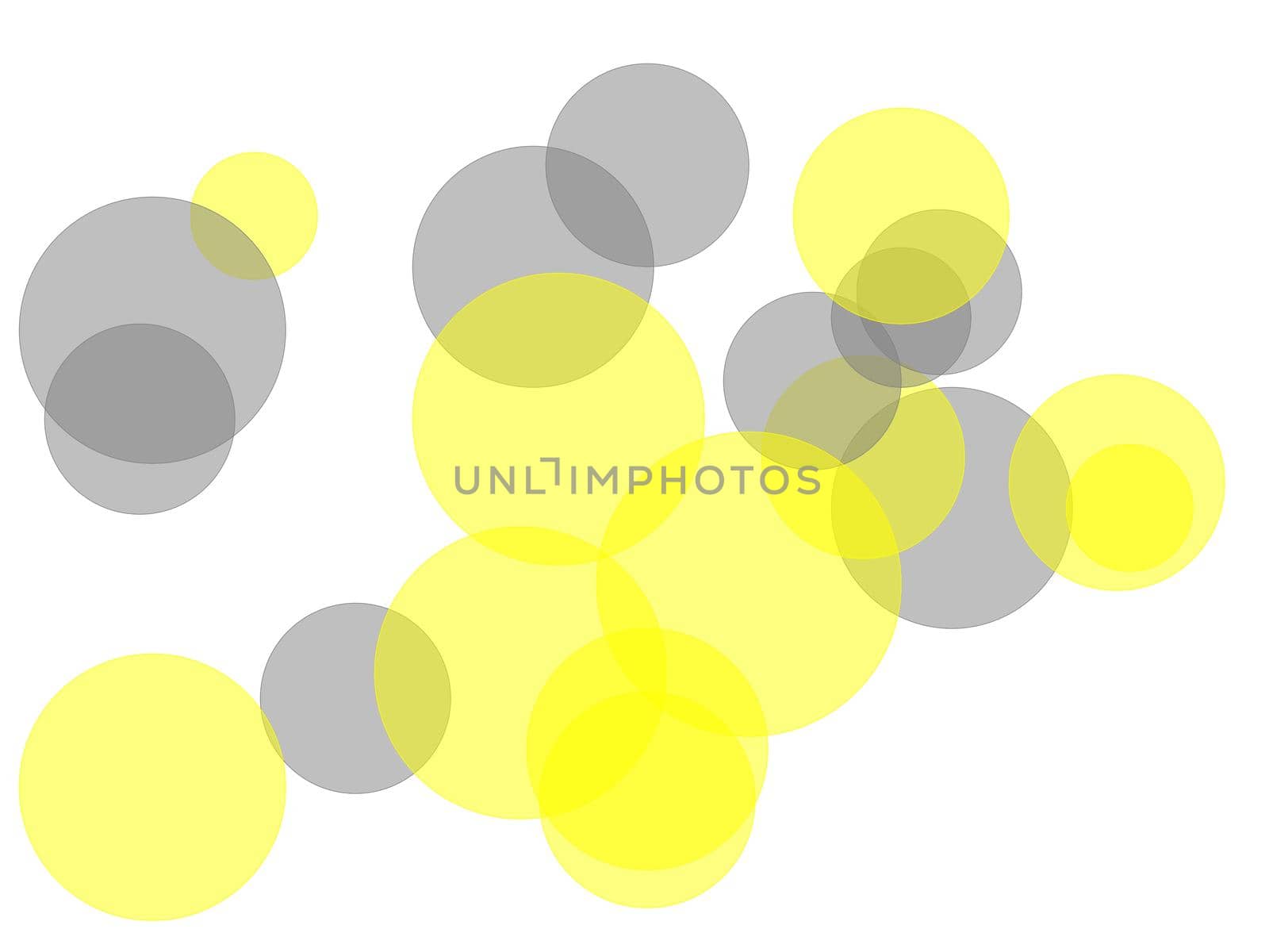 Abstract minimalist grey yellow illustration with circles and white background