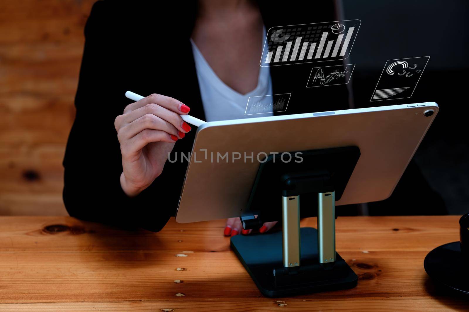 Businesswoman and Accountant checking data document for investigation of corruption account . Anti Bribery concept