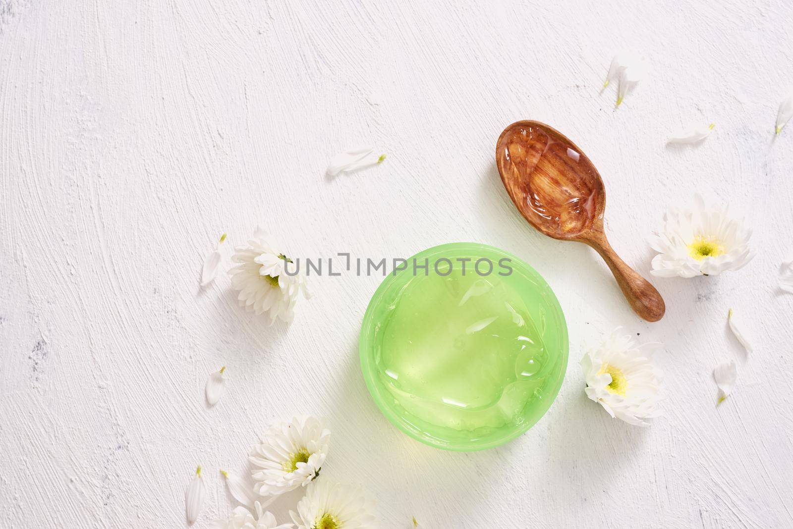 Smoothing gel aloe vera formula represent the cosmetic and bodycare.