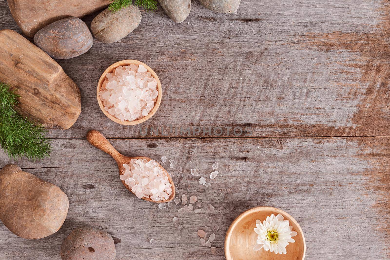 body care camomile cosmetic products on wooden desk background
