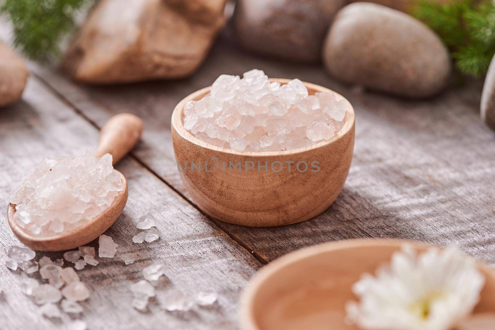 Composition of spa treatment on wooden background by makidotvn