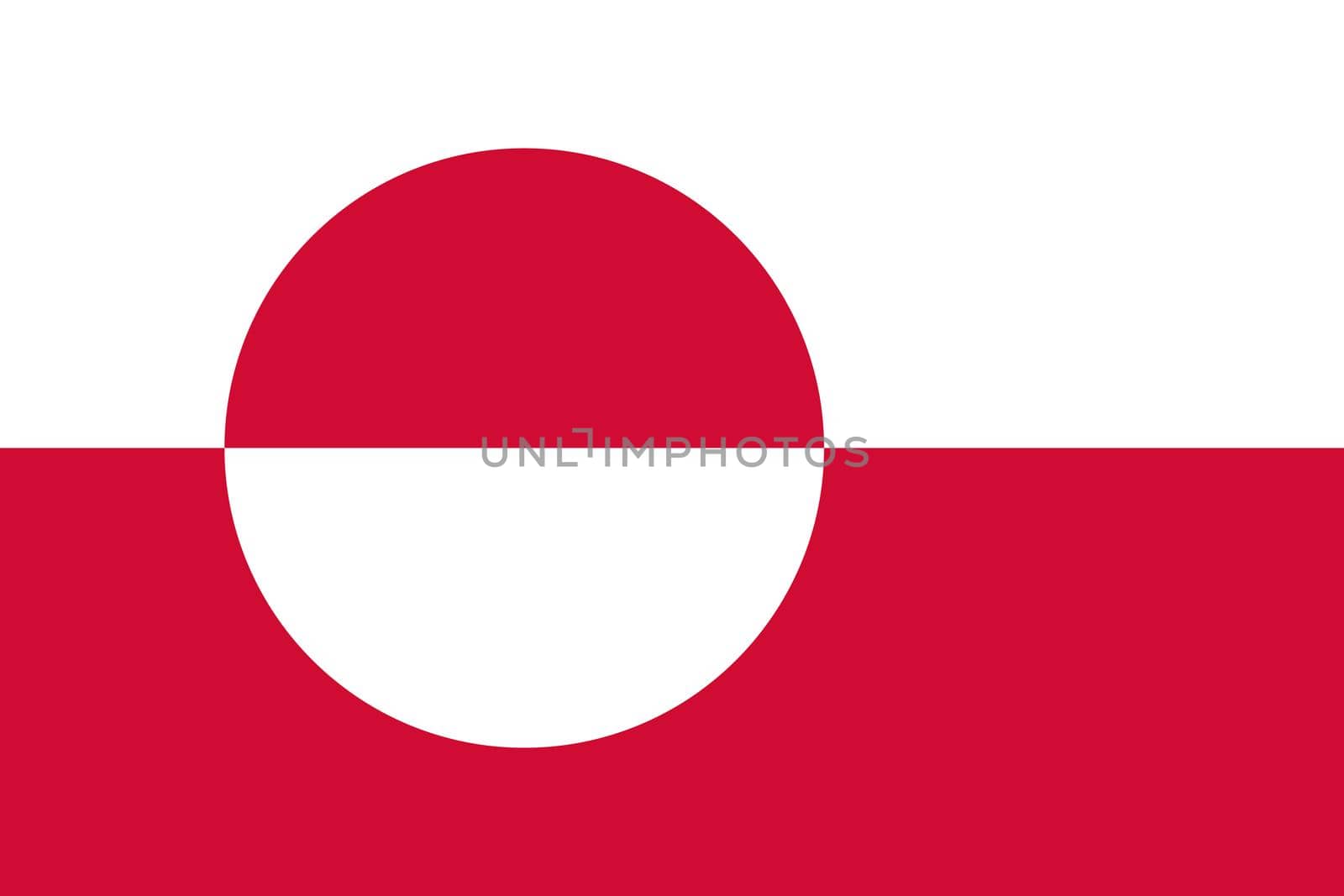 Greenland flag in real proportions and colors, vector by gladder