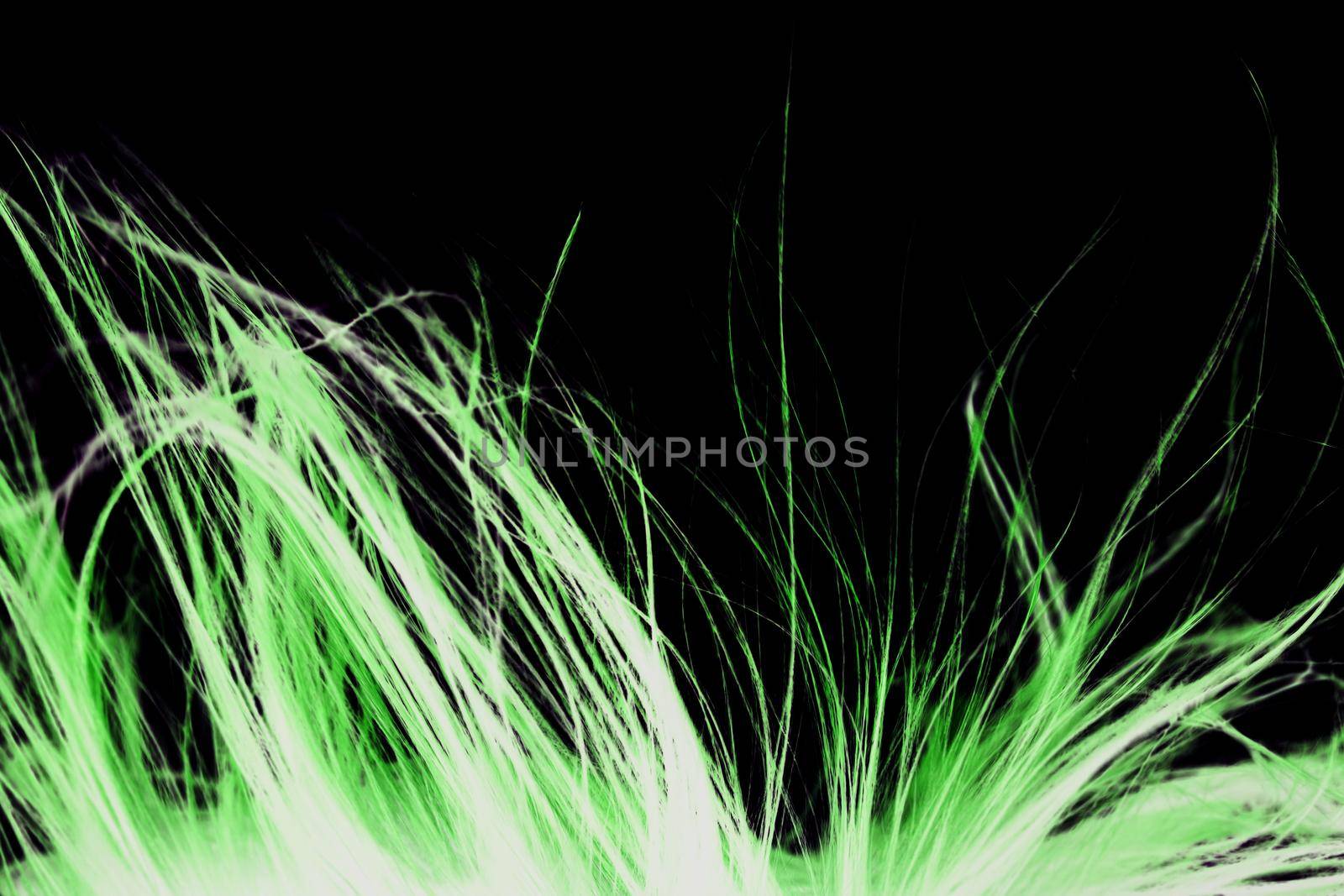 Abstract windy close up hair green texture. by kokimk