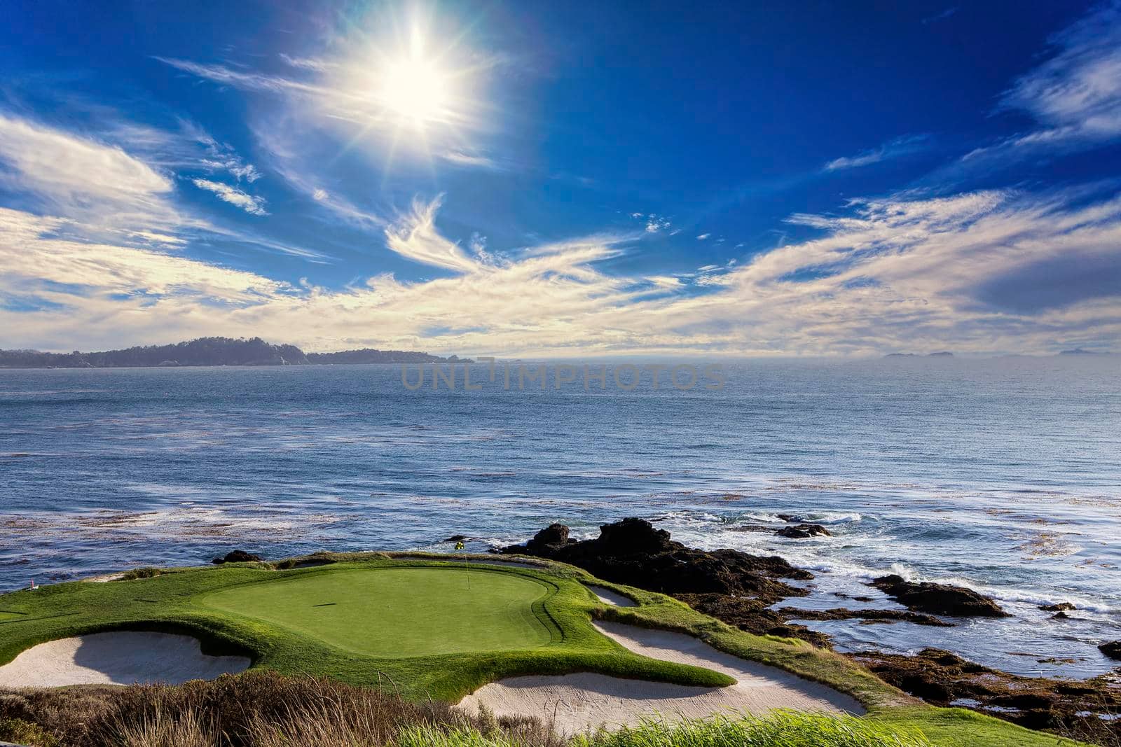 A view of Pebble Beach golf  course, hole 7, Monterey, California, USA