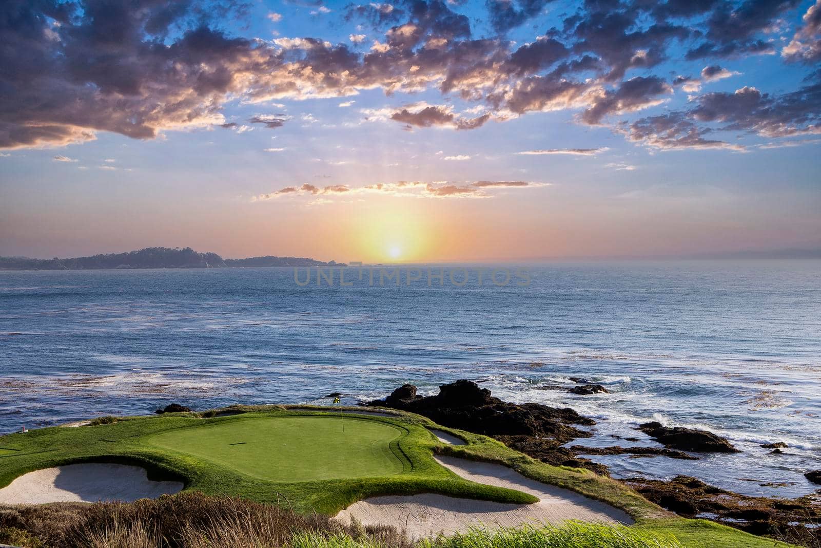 A view of Pebble Beach golf  course, hole 7, Monterey, California, USA