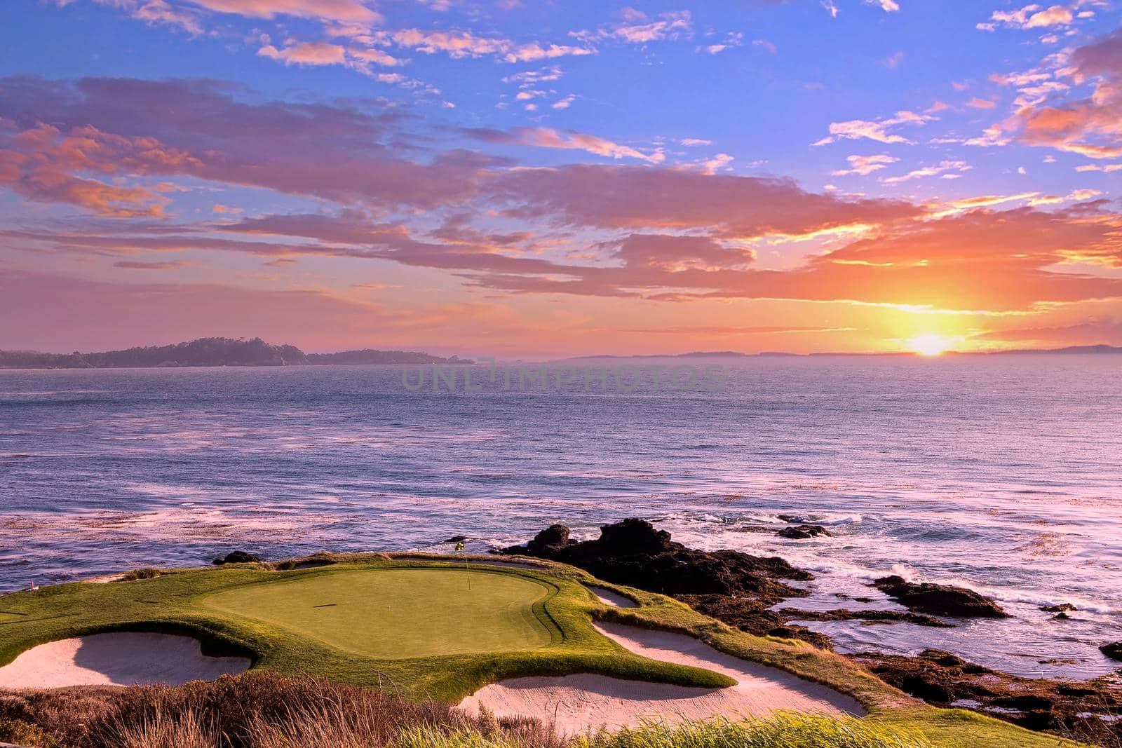 A view of Pebble Beach golf  course, hole 7, Monterey, California, USA