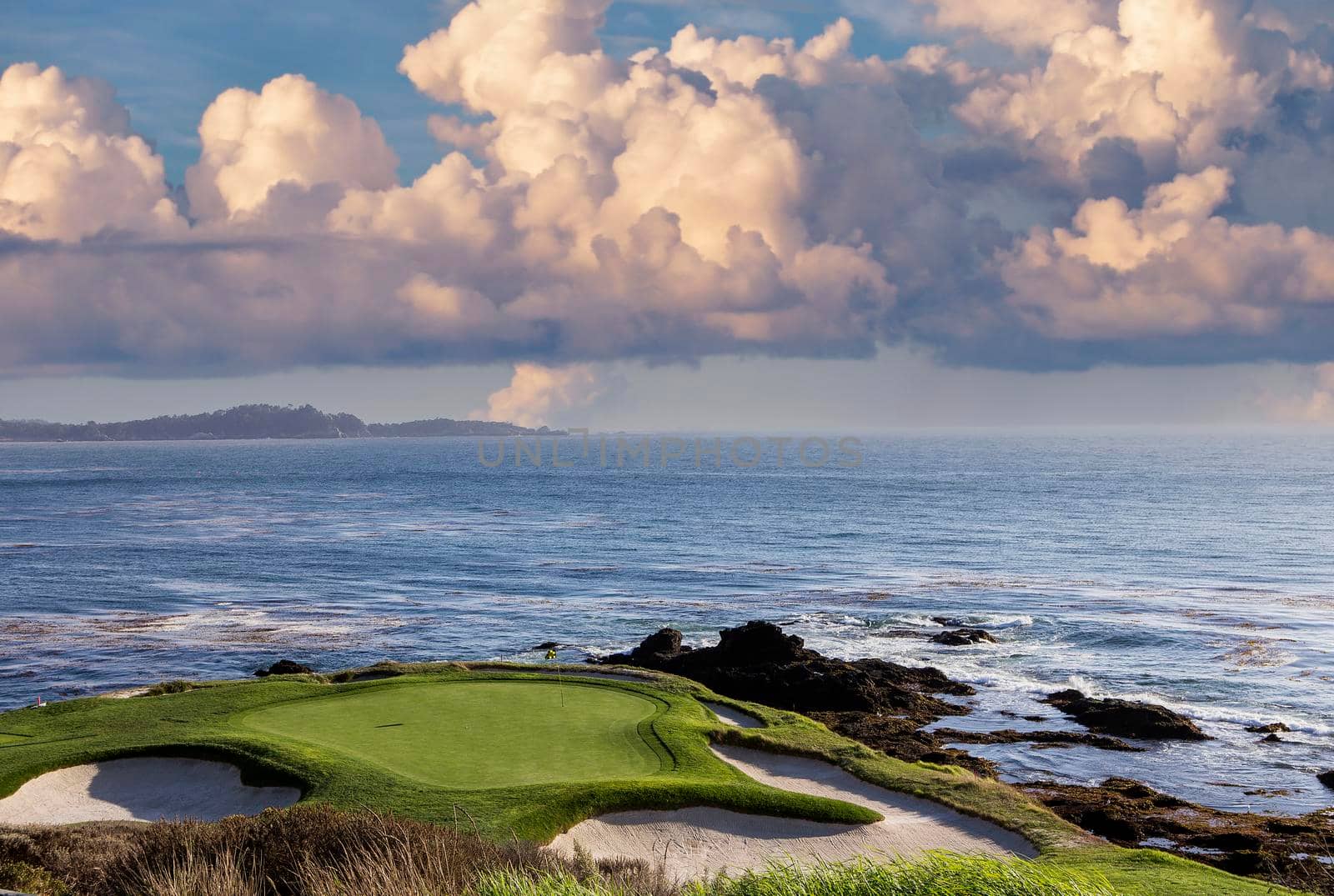 A view of Pebble Beach golf  course, hole 7, Monterey, California, USA