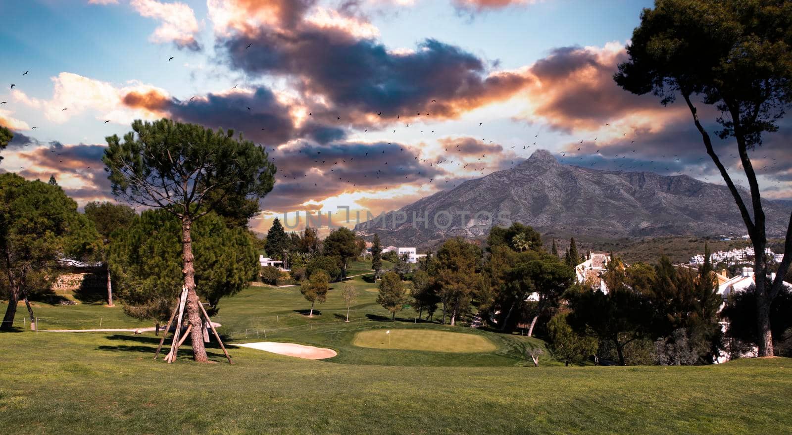 golf course  in Marbella, Spain, at sunset by photogolfer