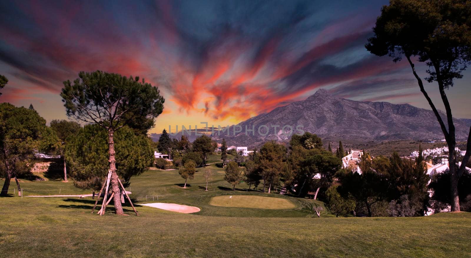 golf course  in Marbella, Spain, at sunset by photogolfer